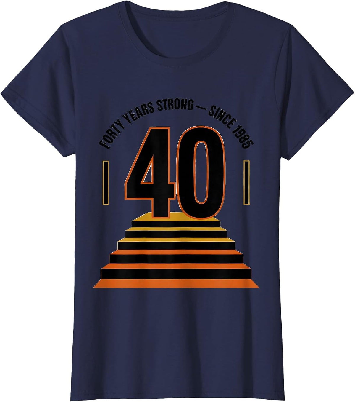 Women's Forty Years Strong Since 1985 Vintage Decade Birthday Gag T-Shirt - Navy Blue