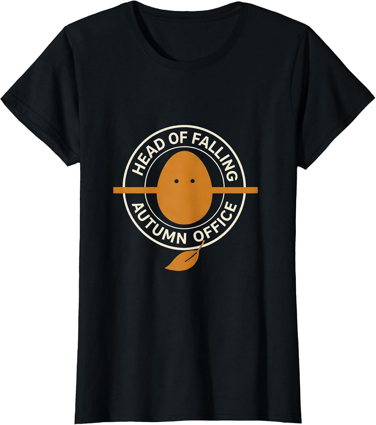 Women's Head of Falling Autumn Office Whimsical Nursery Rhyme T-Shirt - Black