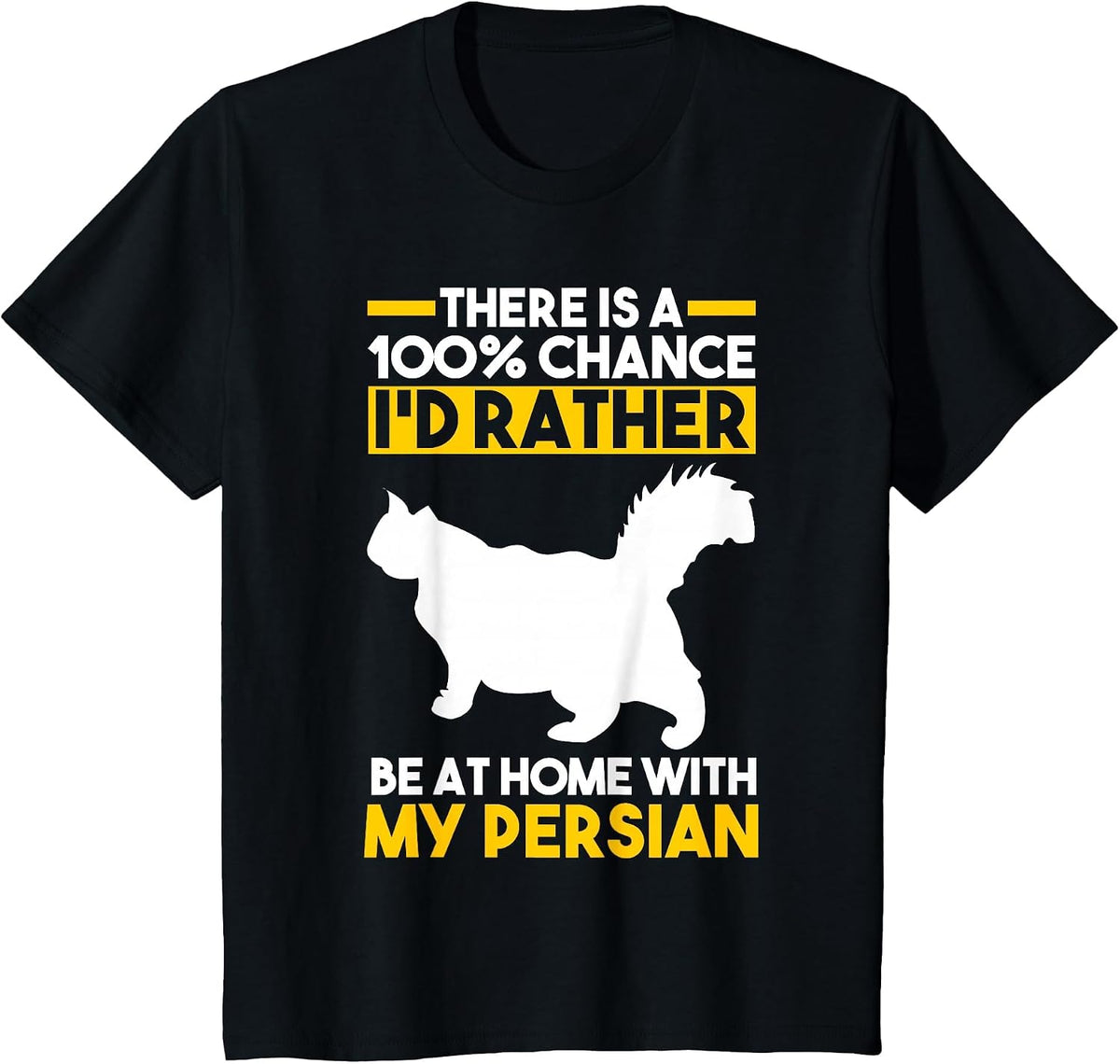 Cat Persian T-Shirt - Black