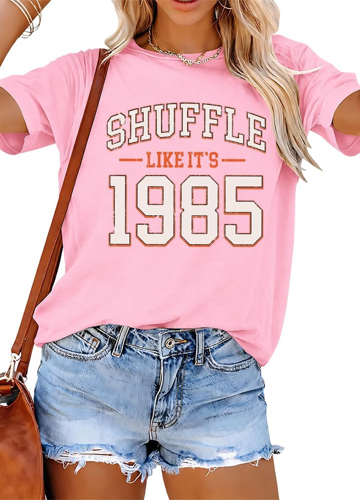 Shuffle Like It's 1985 Shirt, Shuffle Like Its 1985 T-Shirt - Pink-1