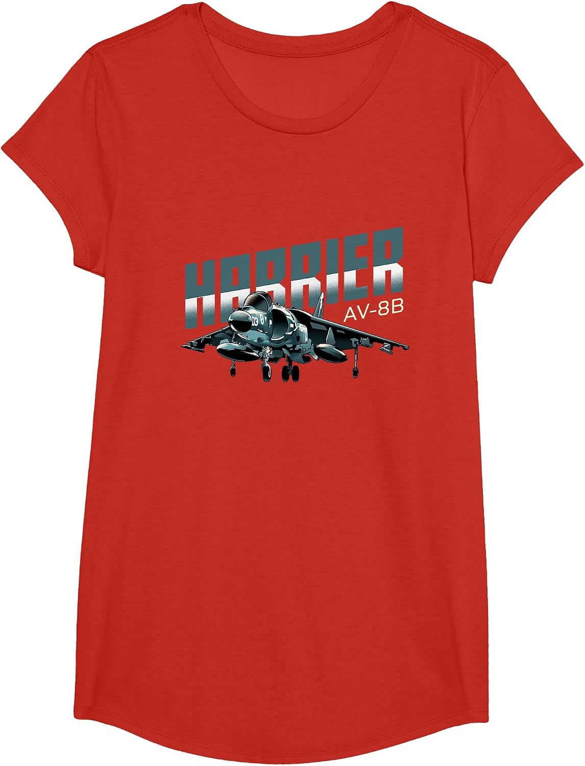 Harrier Jump Jet Military Fighter Aircraft T-Shirt - Girls Red