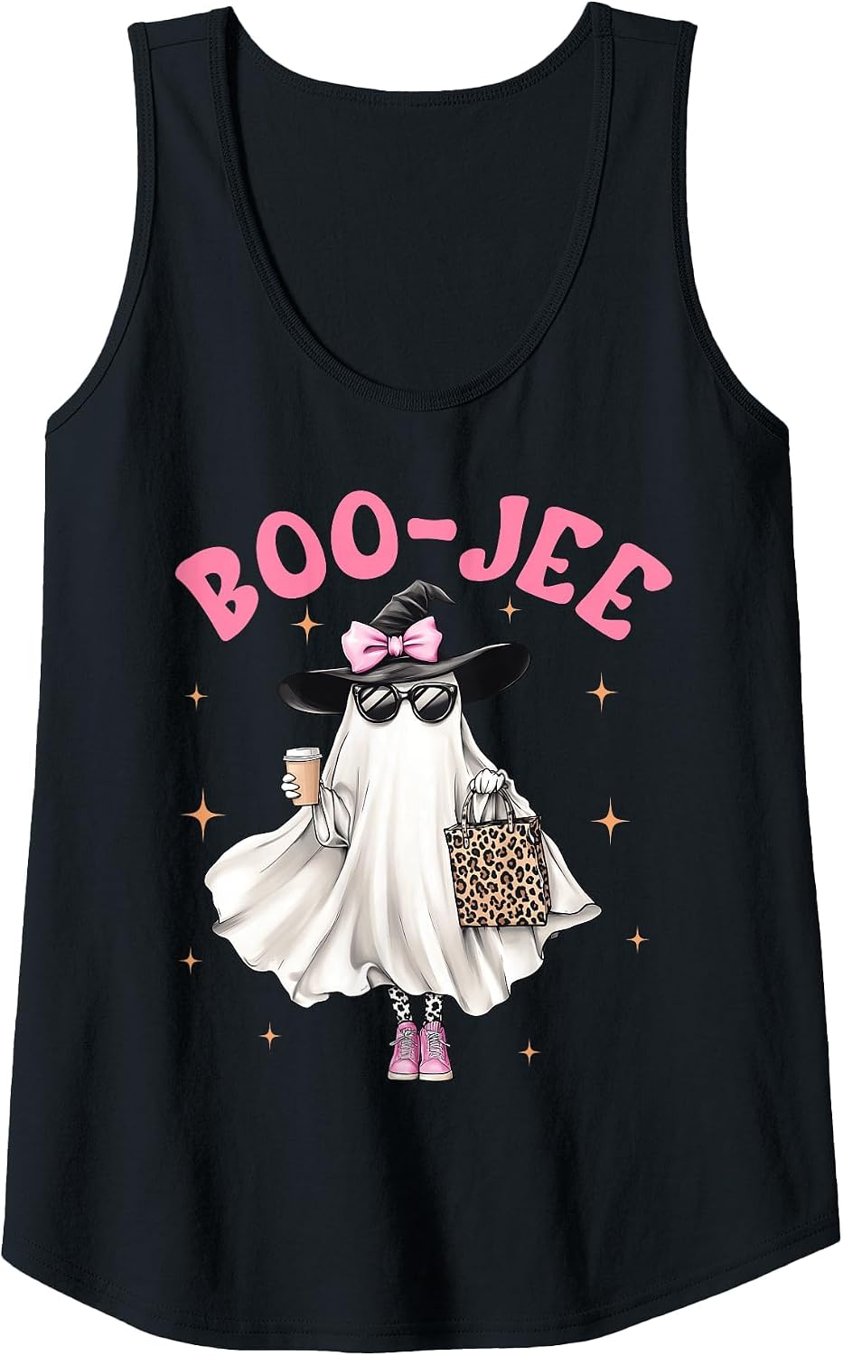 Spooky Season Cute Ghost Funny Halloween Boujee Boo-JEE Tank Top - Black