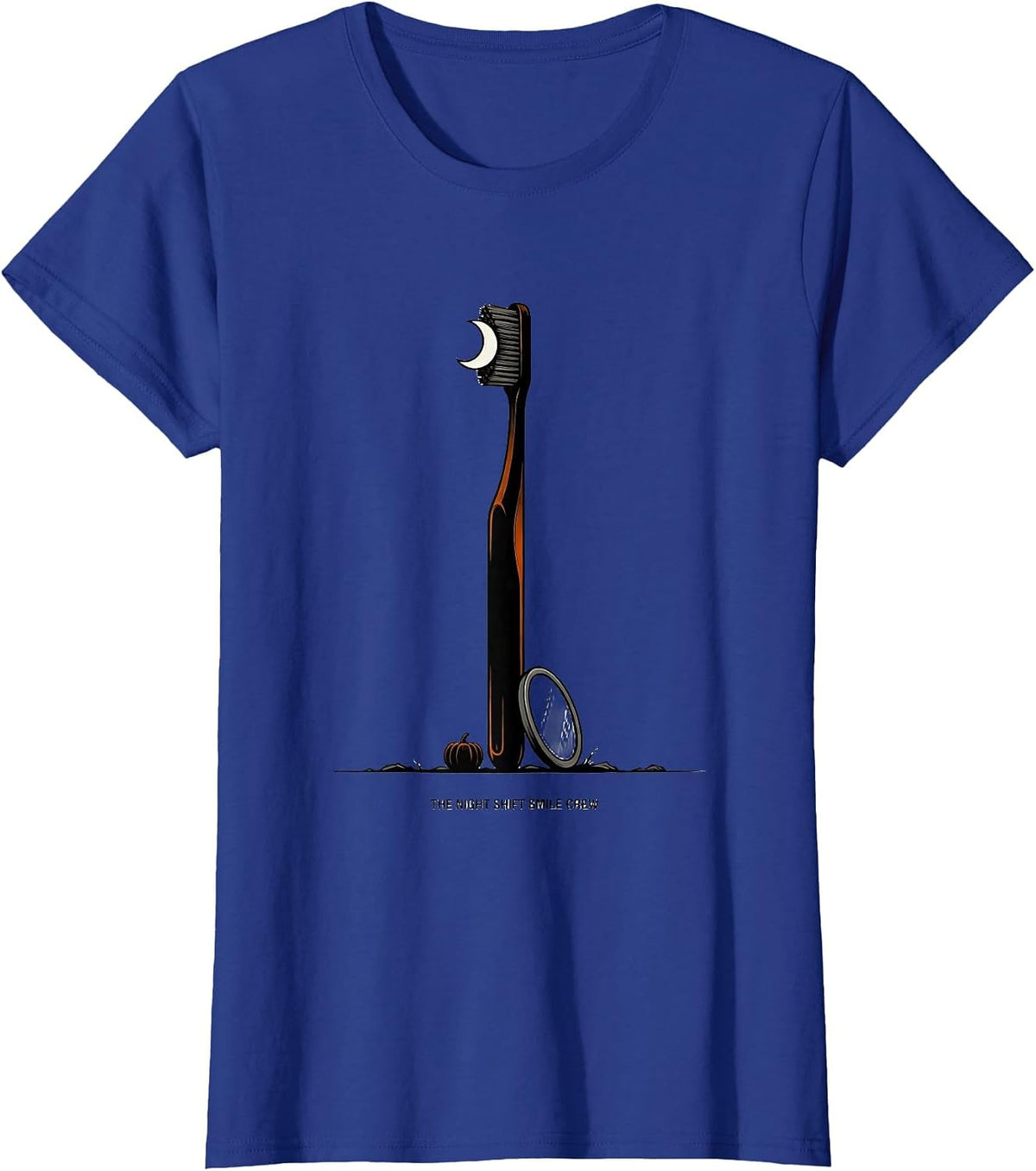 Women's The Night Shift Smile Crew Halloween Dentist Dental Humor T-Shirt - Royal Blue