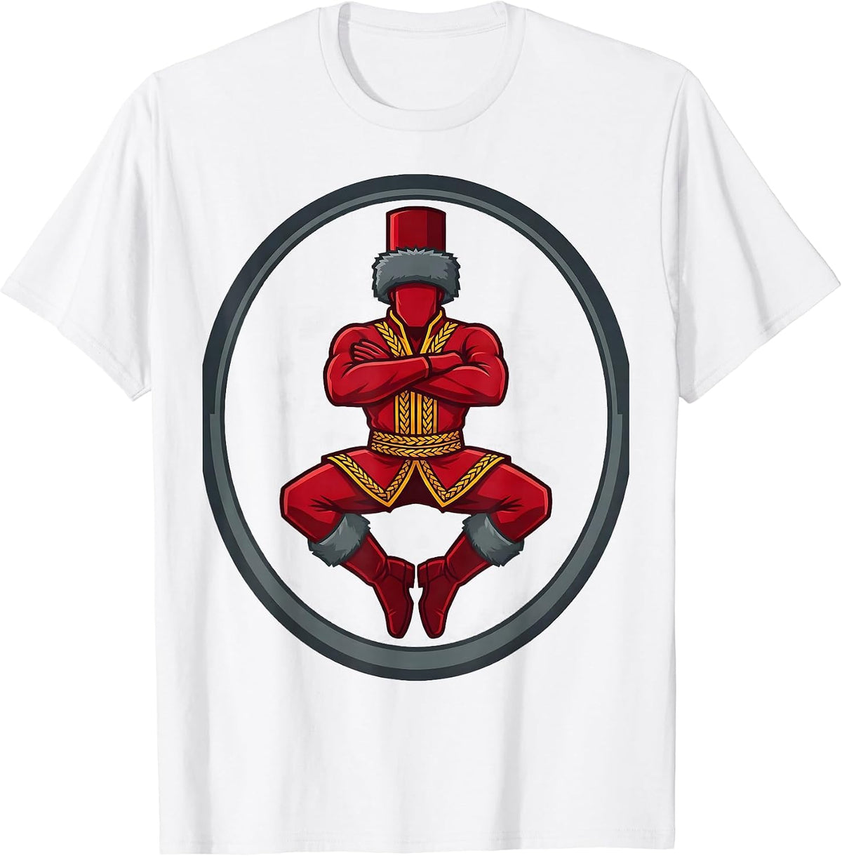 Men's Russian Candy-Nation Dancer Flat Vector Whimsical Christmas T-Shirt - White