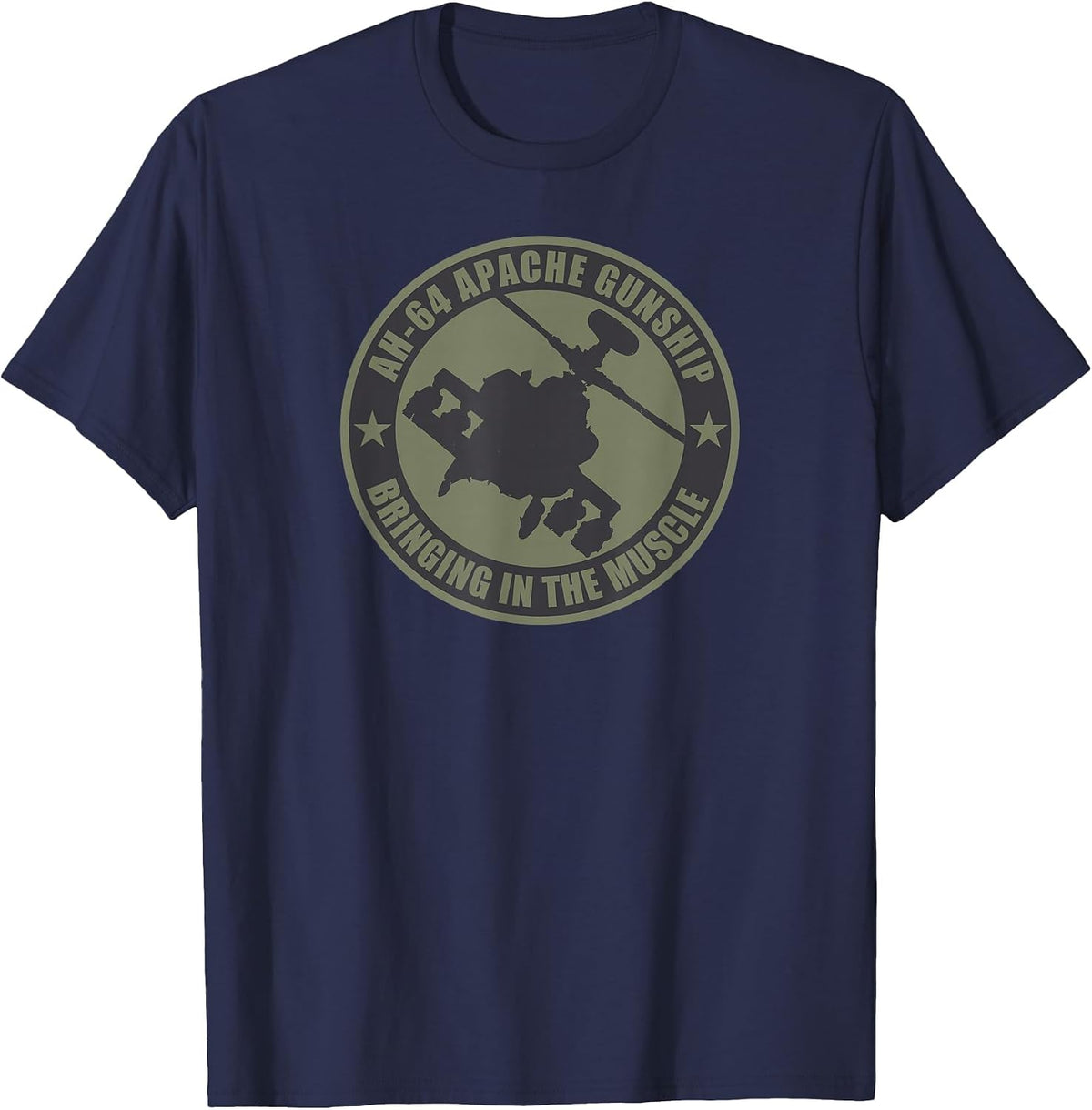 AH-64 Apache T-Shirt - Brings the Muscles in T-Shirt - Navy Blue