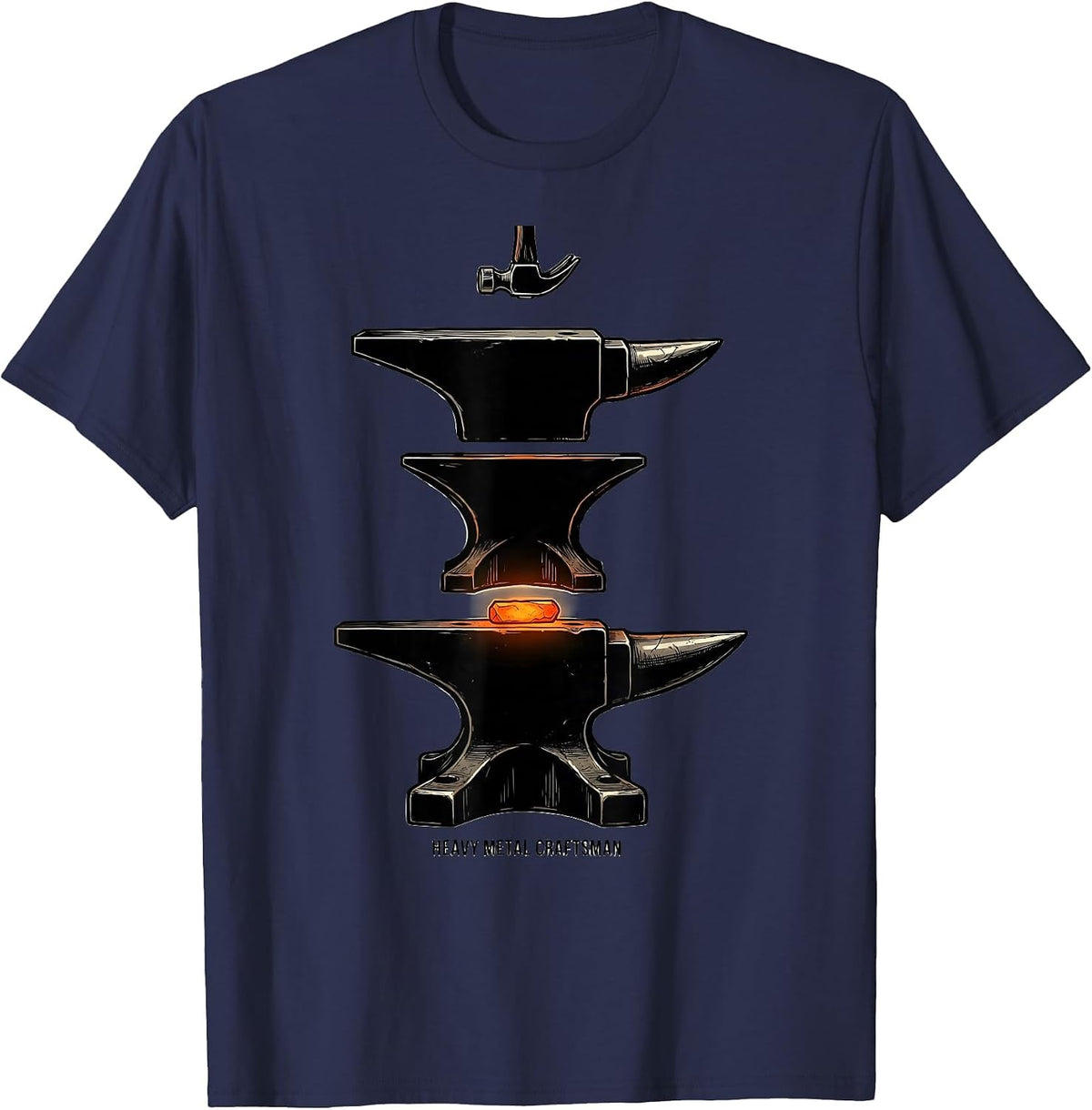 Heavy Metal Craftsman Exploded Anvil Forging Humor T-Shirt - Navy Blue
