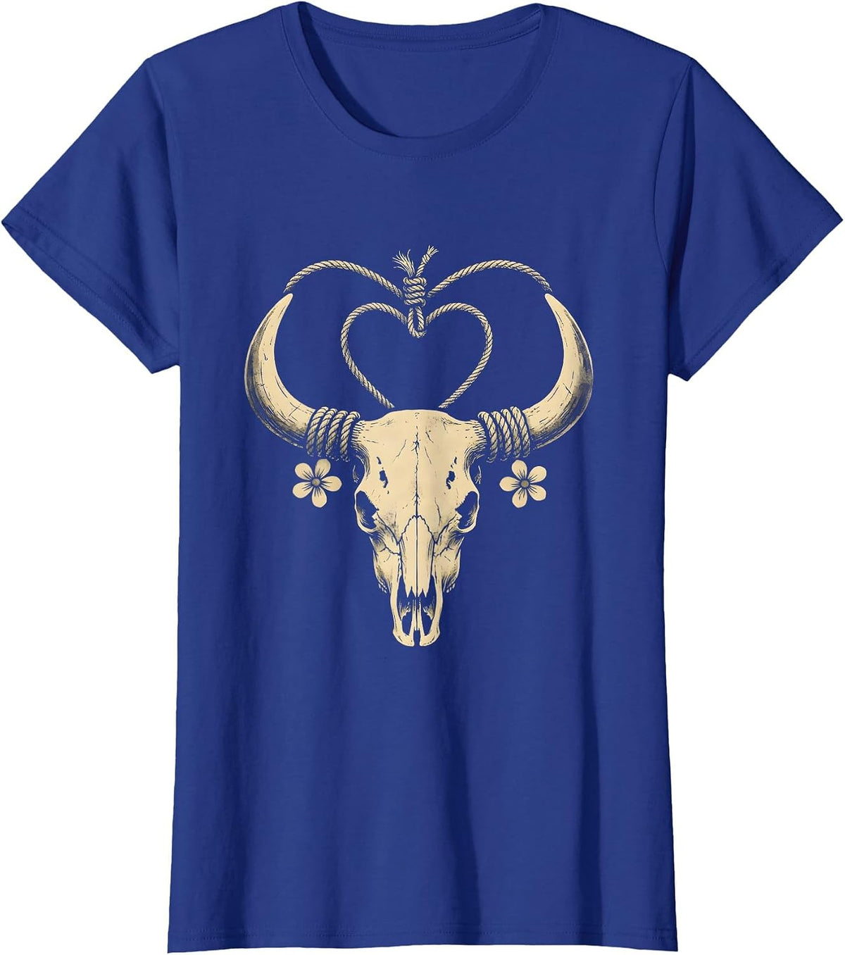 Women's Lasso Heart Western Cowboy Love Graphic Tee T-Shirt - Royal Blue