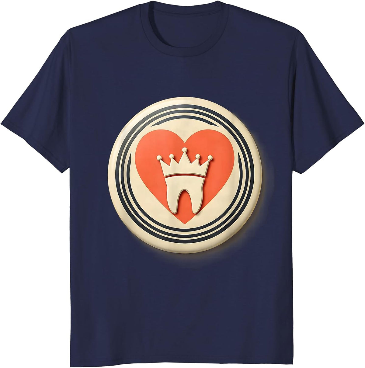Men's Sealed Dental Tooth Badge Midcentury Modern Valentine T-Shirt - Navy Blue