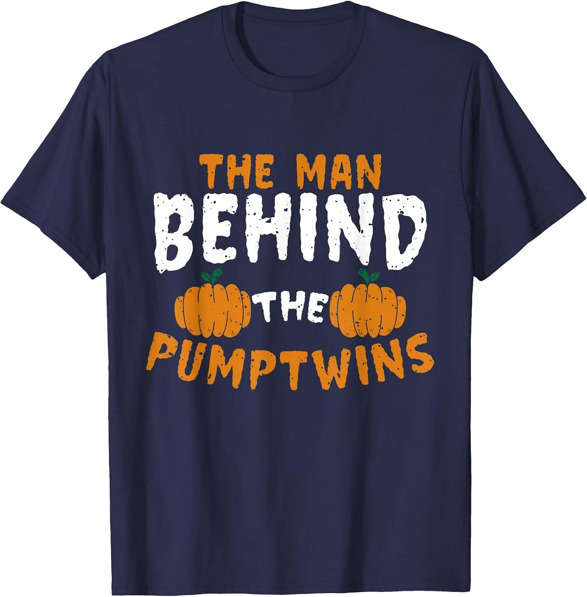 Halloween Twin Pregnancy for Men Expecting Pumpkin Costume T-Shirt - Navy Blue