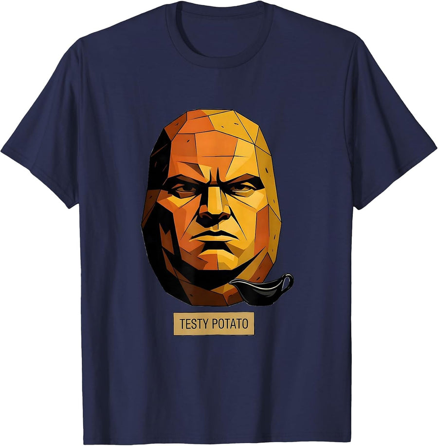 Testy Potato Editorial Conceptual Funny Couples Thanksgiving T-Shirt - Navy Blue
