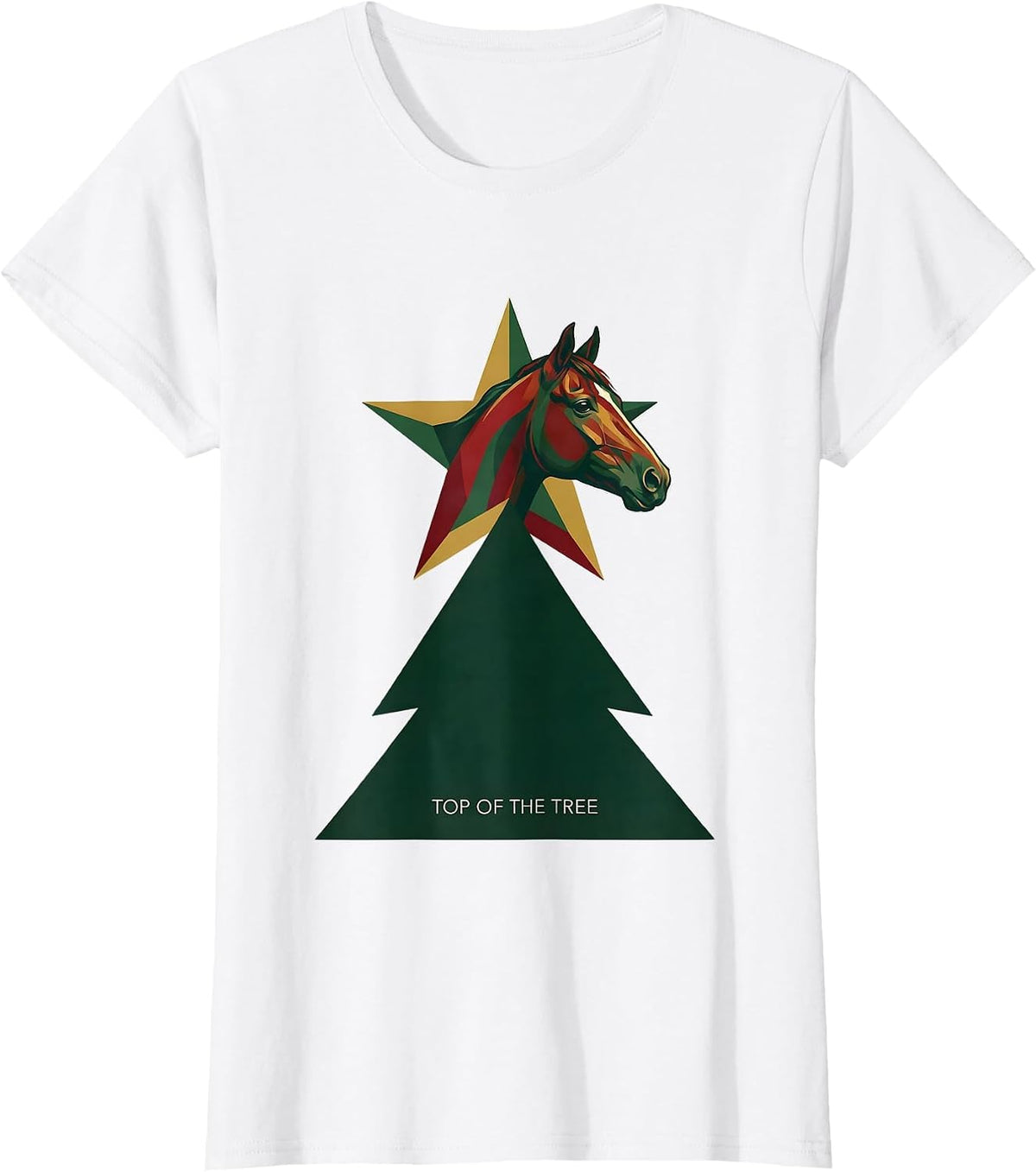 Top Of The Tree Horse Lover Christmas Pajama Humor T-Shirt - White