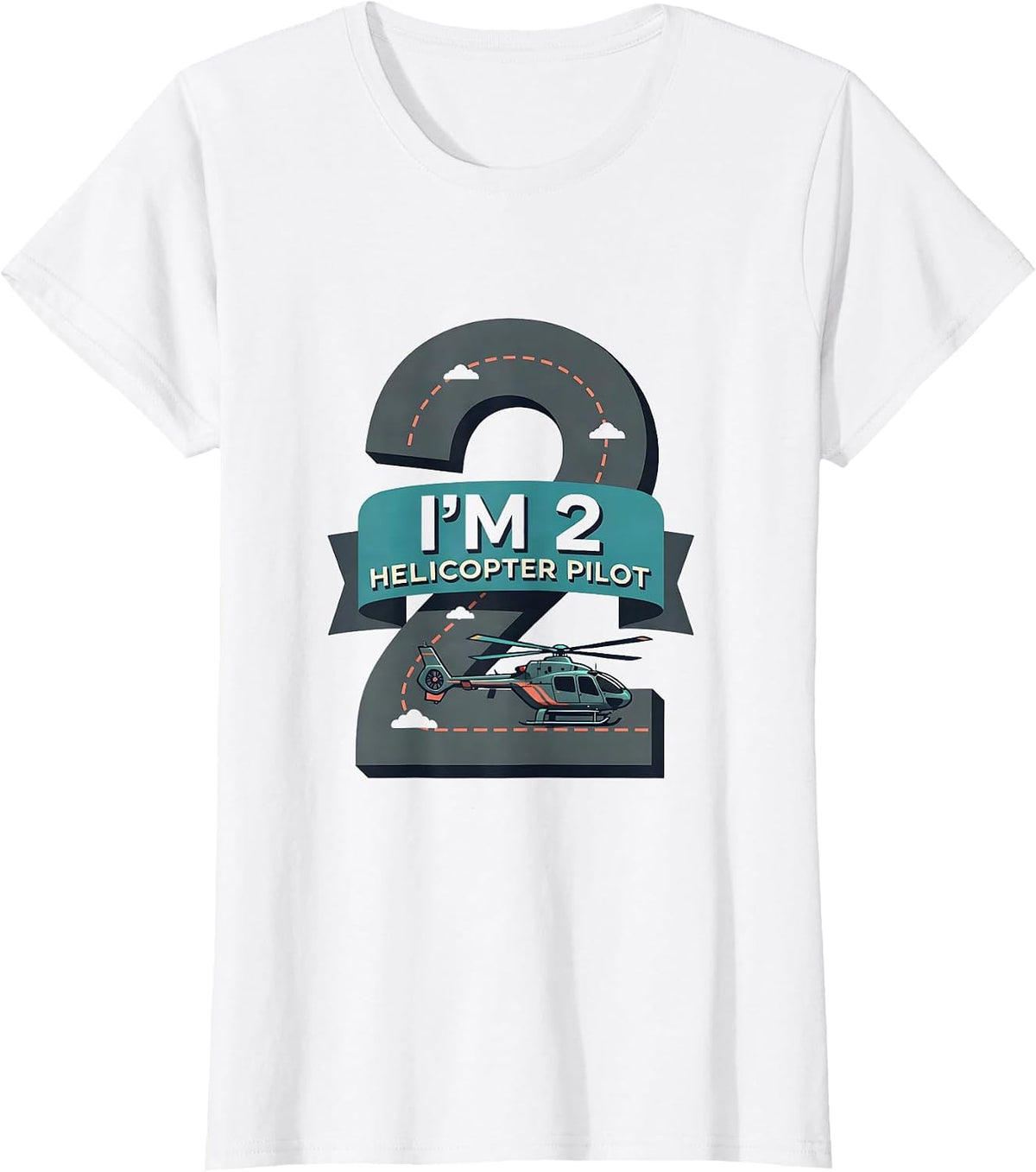 I'm 2, Helicopter Pilot Boys Birthday Airplane Party T-Shirt - White