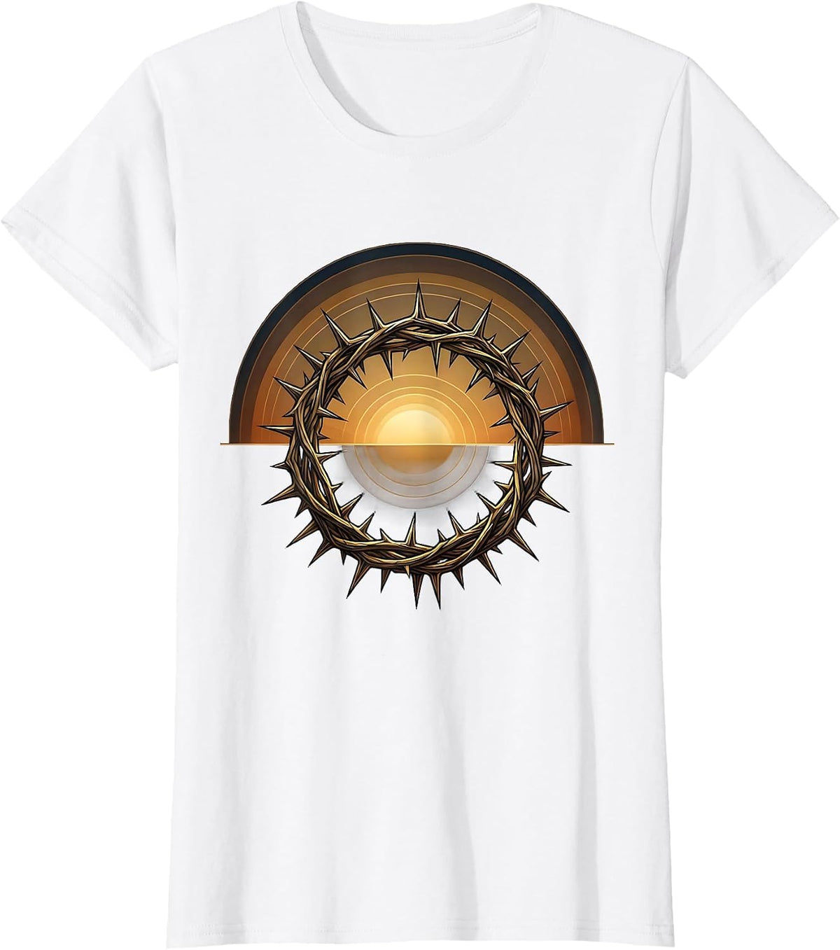 Crown of Thorns Glowing Light Christian Long Sleeve T-Shirt - White
