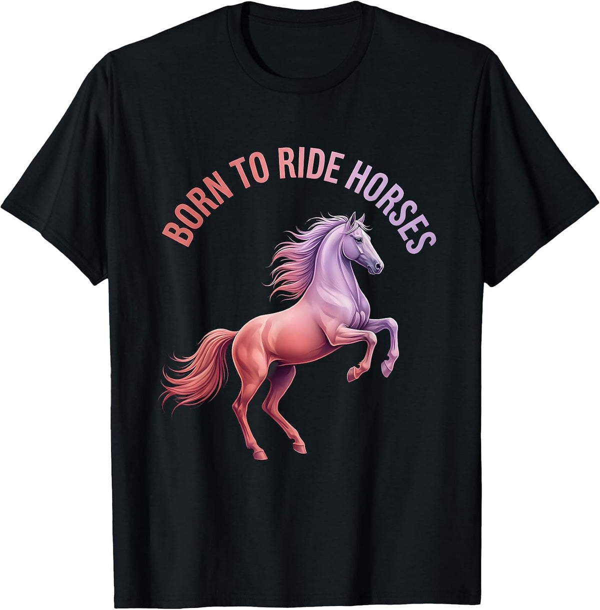 Men's Born to Ride Horses Equestrian Design T-Shirt - Black