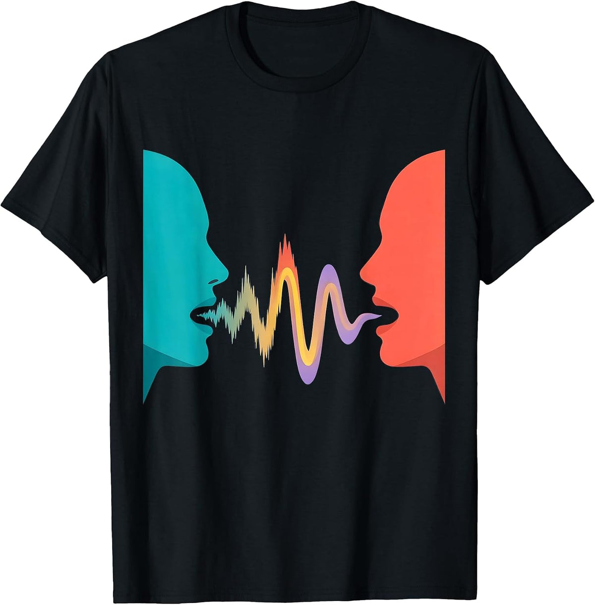 Men's Speech Therapy Sound Wave Profile Illustration T-Shirt - Black