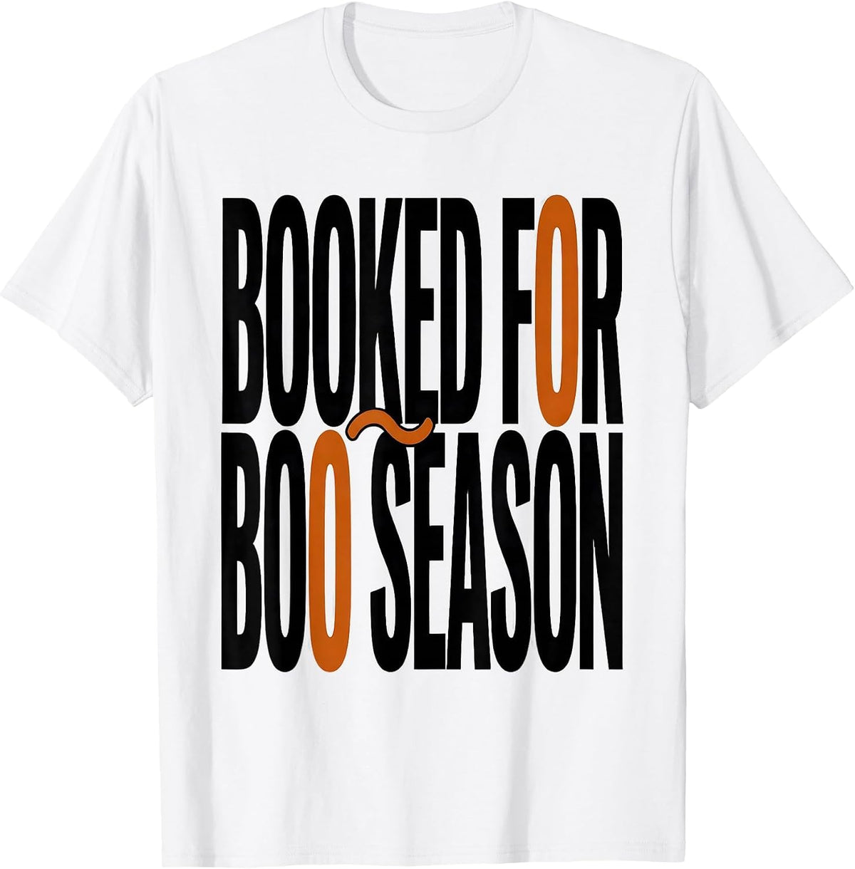 Men's Booked For Boo Season Cute Ghost Book Lover Halloween Humor T-Shirt - White