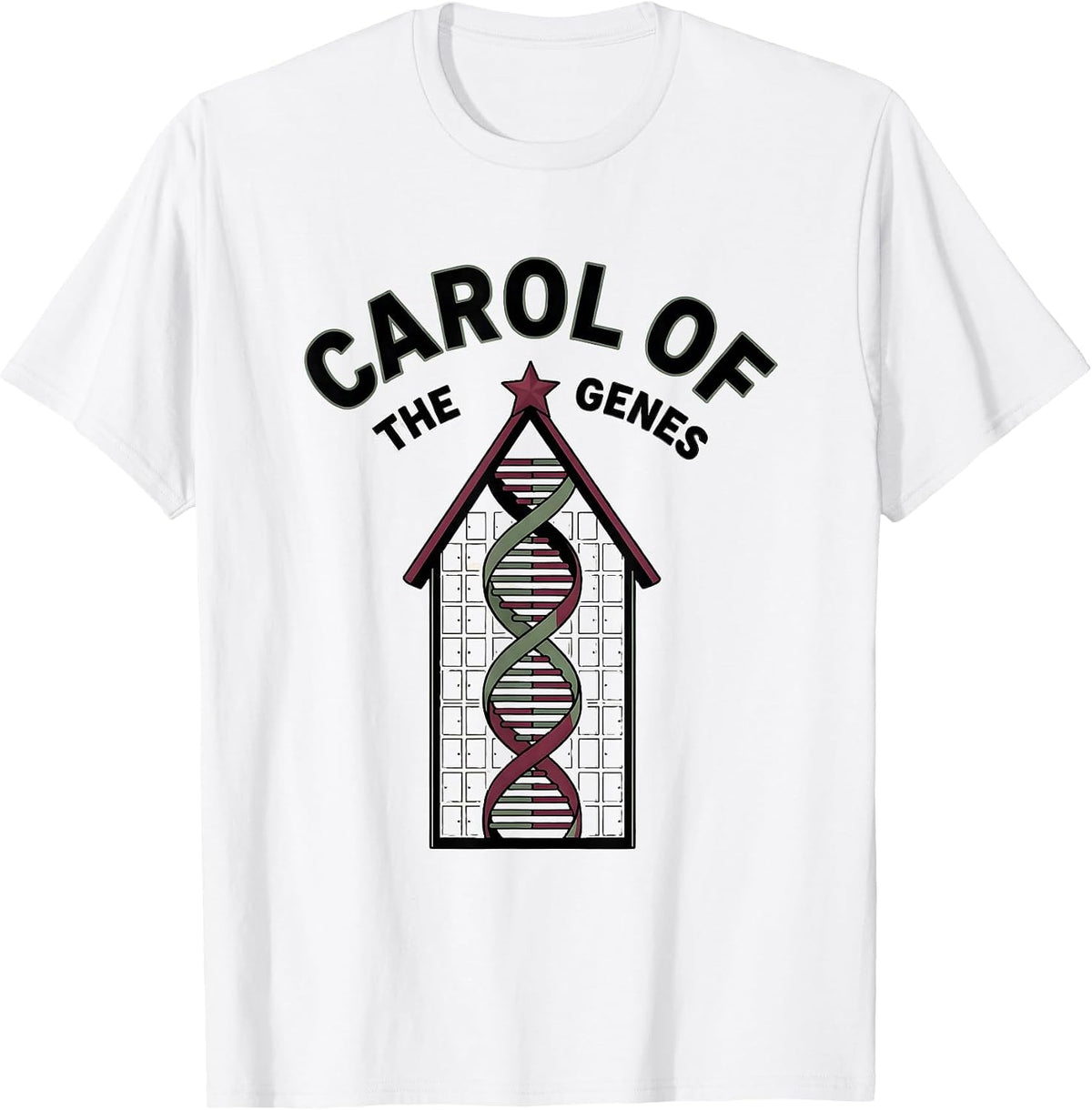 Men's Carol of the Genes DNA Helix Christmas Tree Science Teacher T-Shirt - White