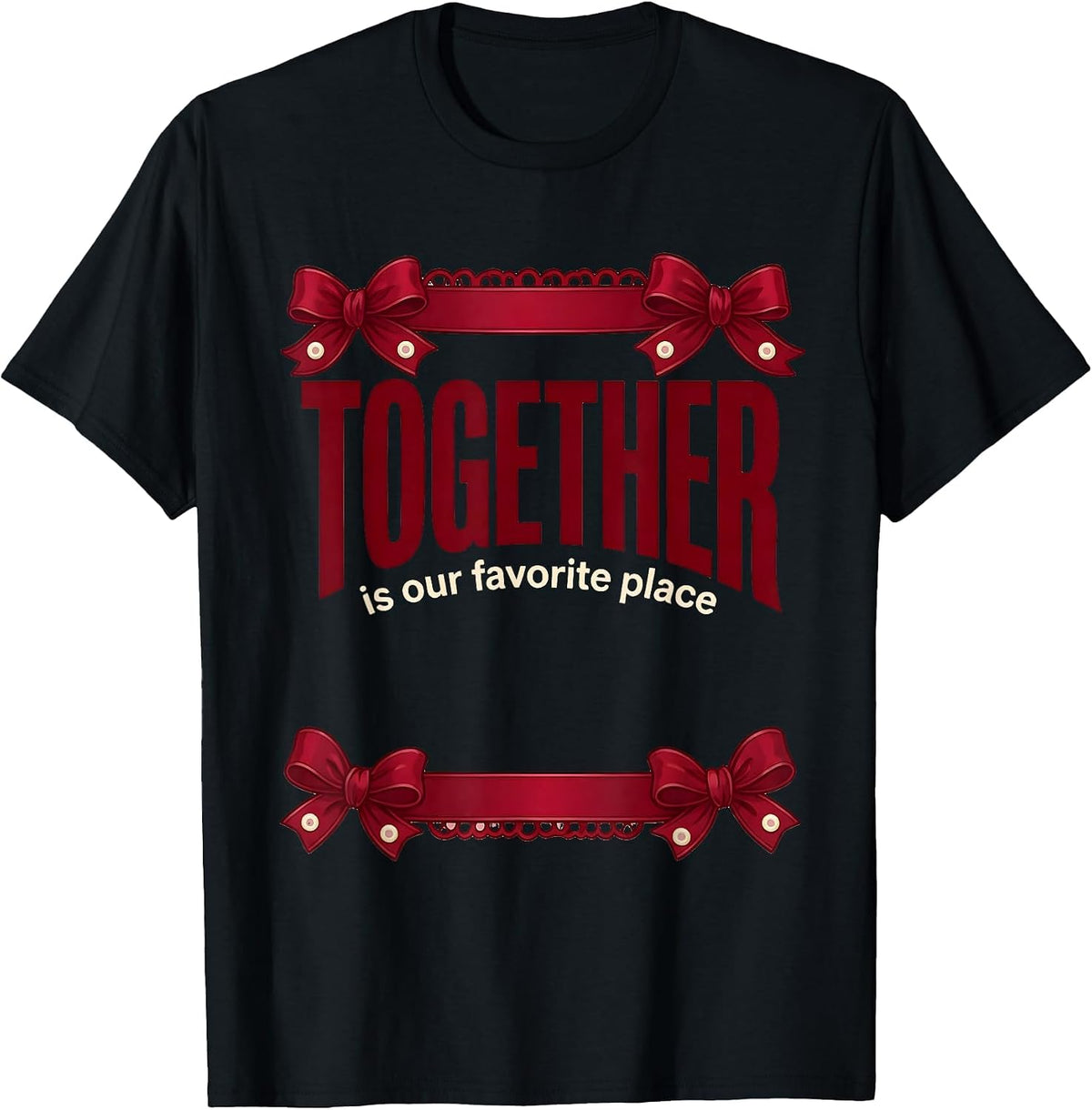 Men's Together Is Our Favorite Place Thanksgiving Design T-Shirt - Black