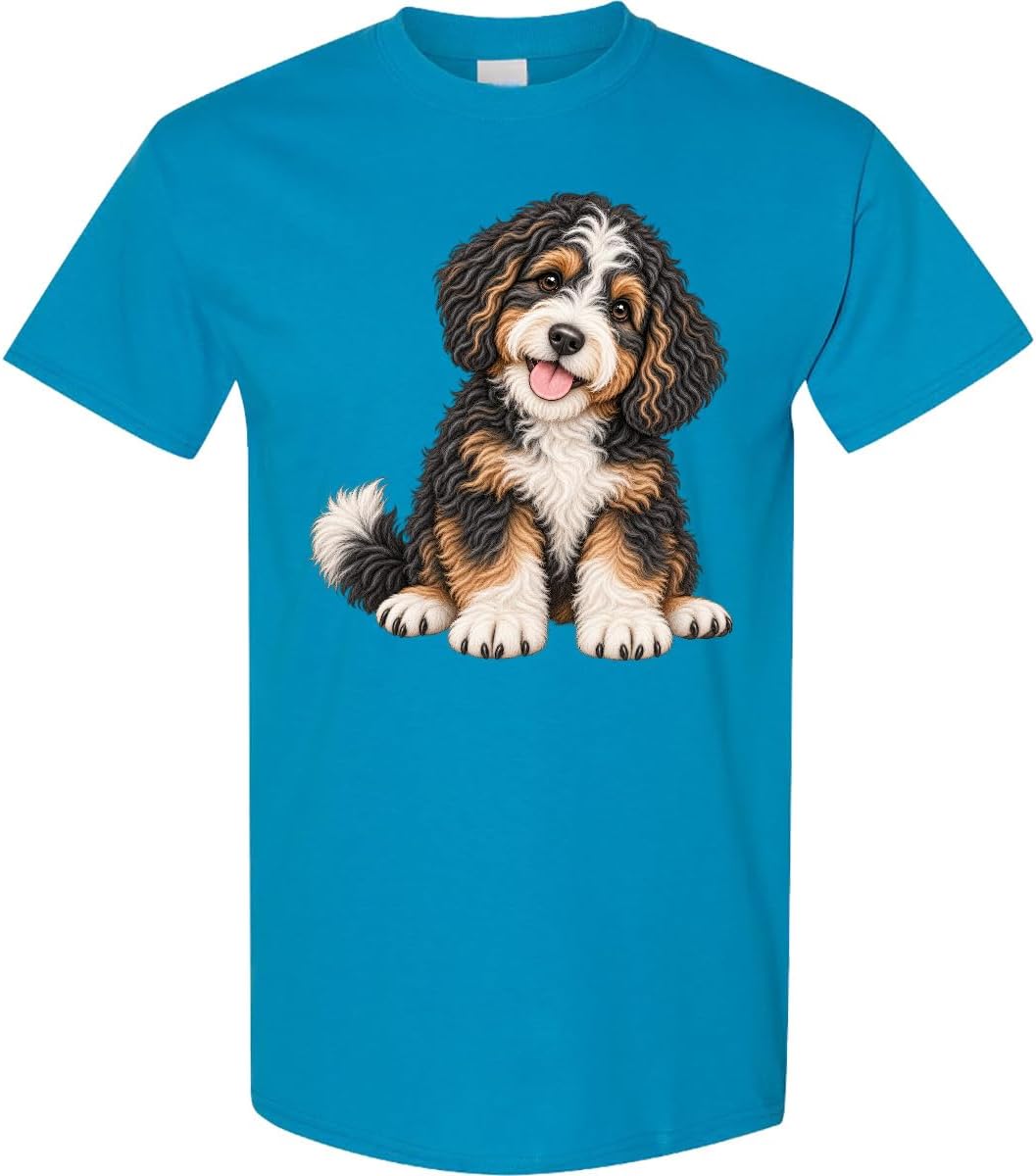 inktastic Bernedoodle Puppy Adult T-Shirt - Pacific Blue