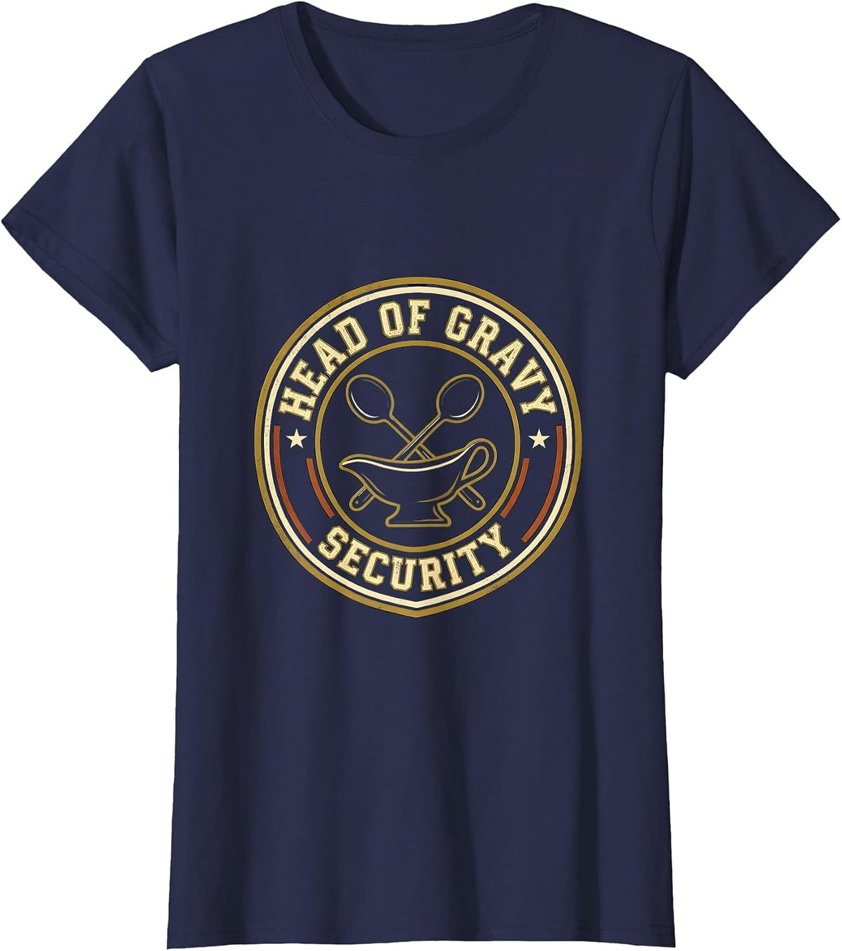Women's Head Of Gravy Security Funny Thanksgiving Dinner Food Pun T-Shirt - Navy Blue