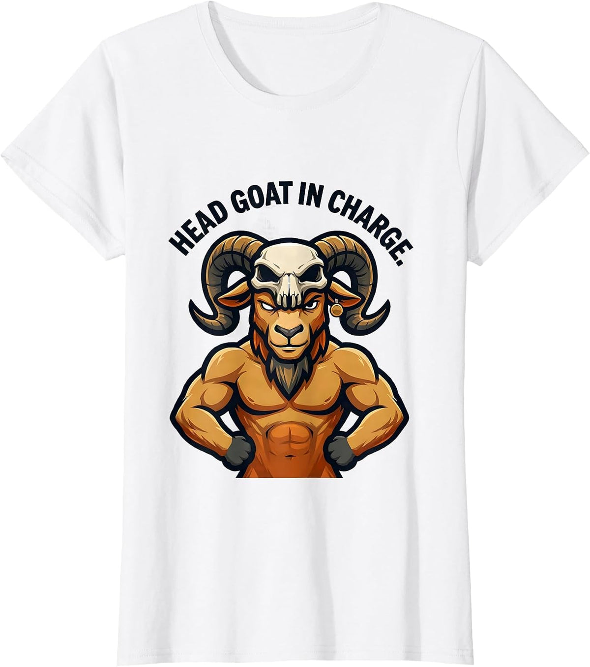 Head Goat In Charge Funny Goat Lover Farmer Gift T-Shirt - White