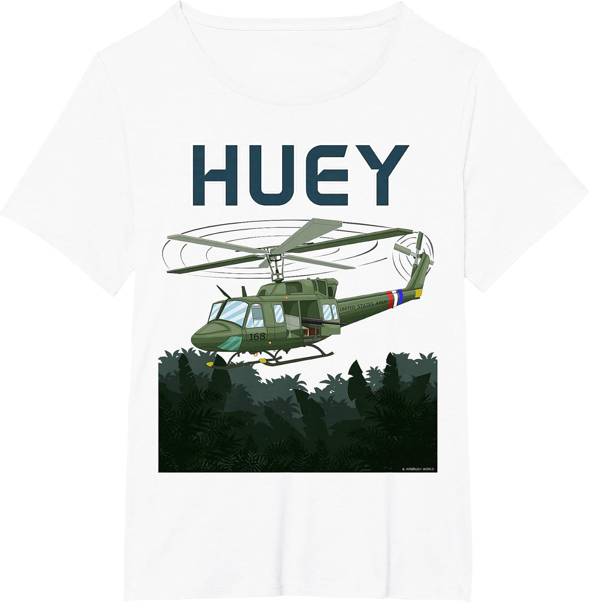 Huey Army Helicopter Military Armed Forces Helicopter T-Shirt - White