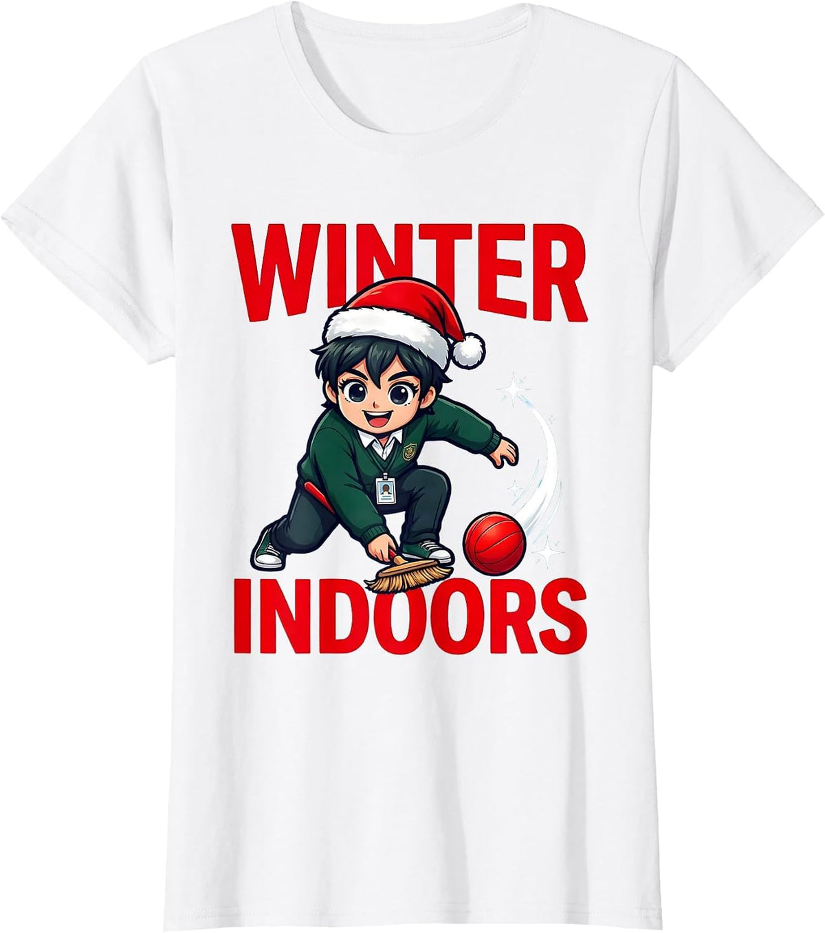WINTER INDOORS Funny School Staff Christmas T-Shirt - White