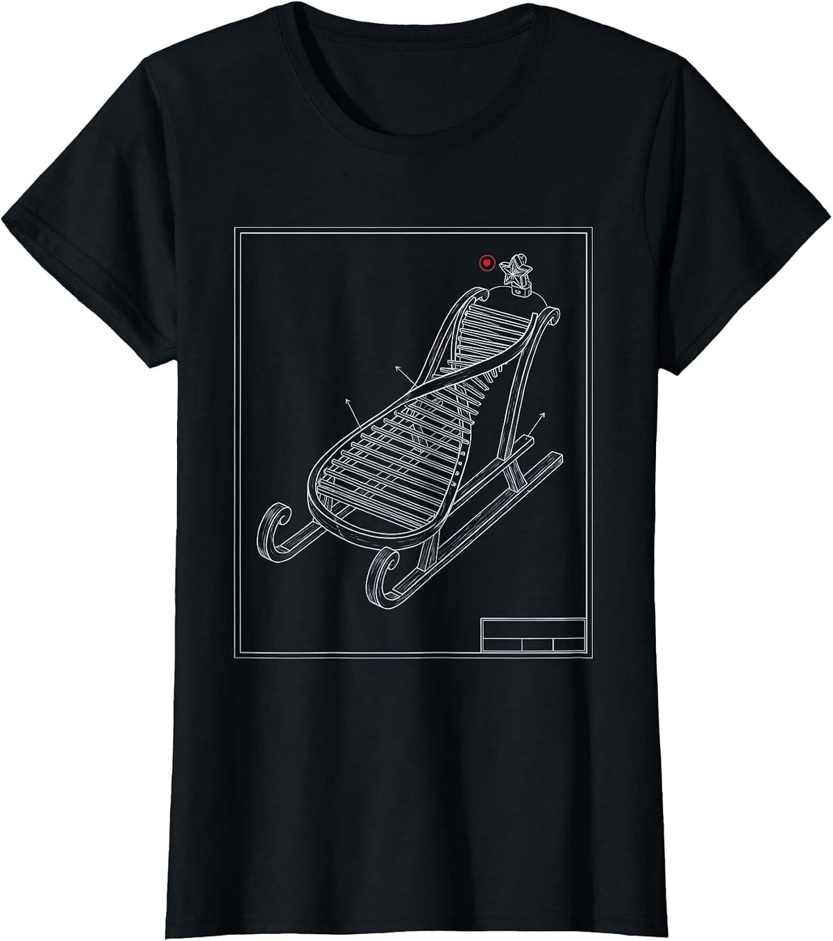DNA Helix Christmas Sleigh Science Teacher Humor T-Shirt - Black