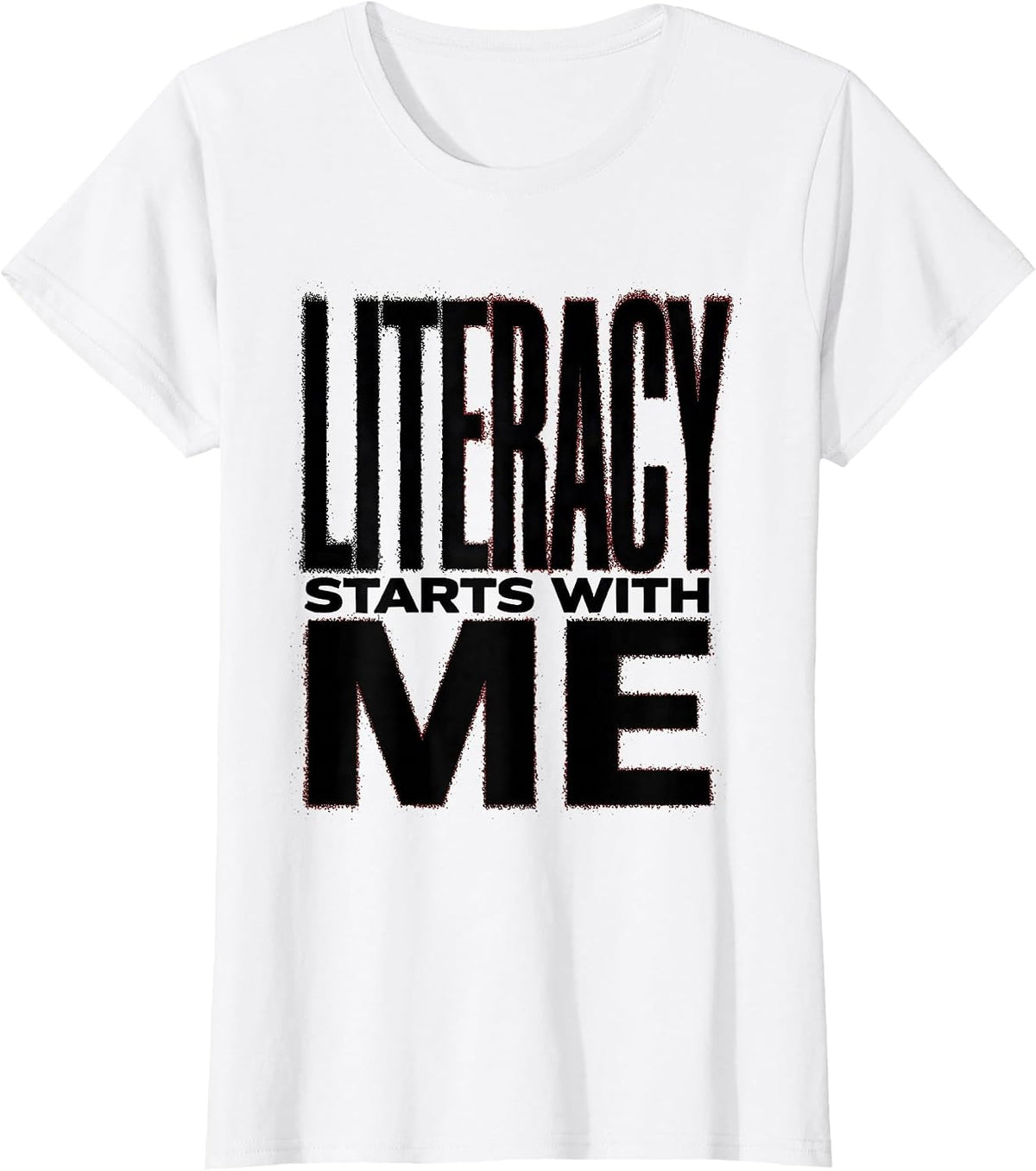 Literacy Starts With Me Reading Teacher Design T-Shirt - White