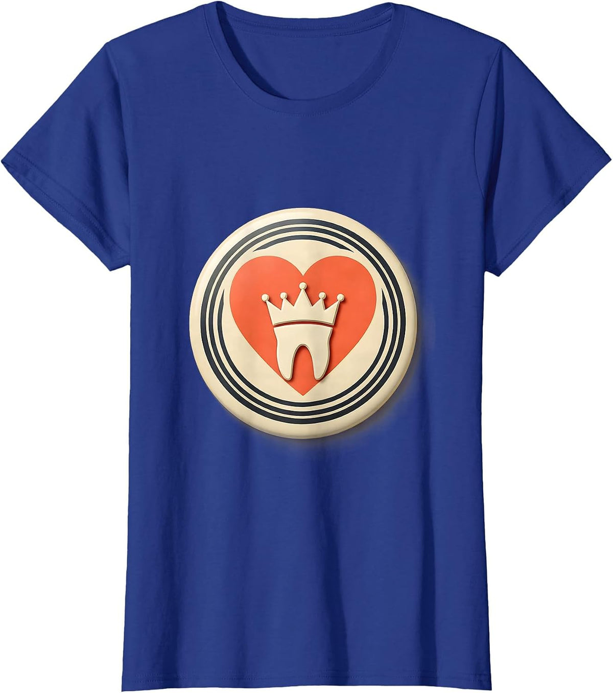 Women's Sealed Dental Tooth Badge Midcentury Modern Valentine T-Shirt - Royal Blue