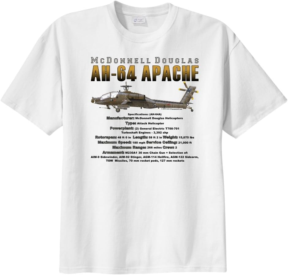 AH-64 Apache Short Sleeve T-Shirt - White