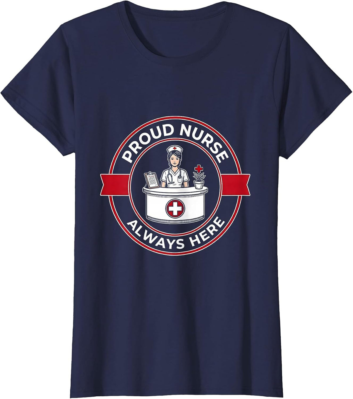 Women's Proud Nurse Labor Day Nurse Station Design T-Shirt - Navy Blue