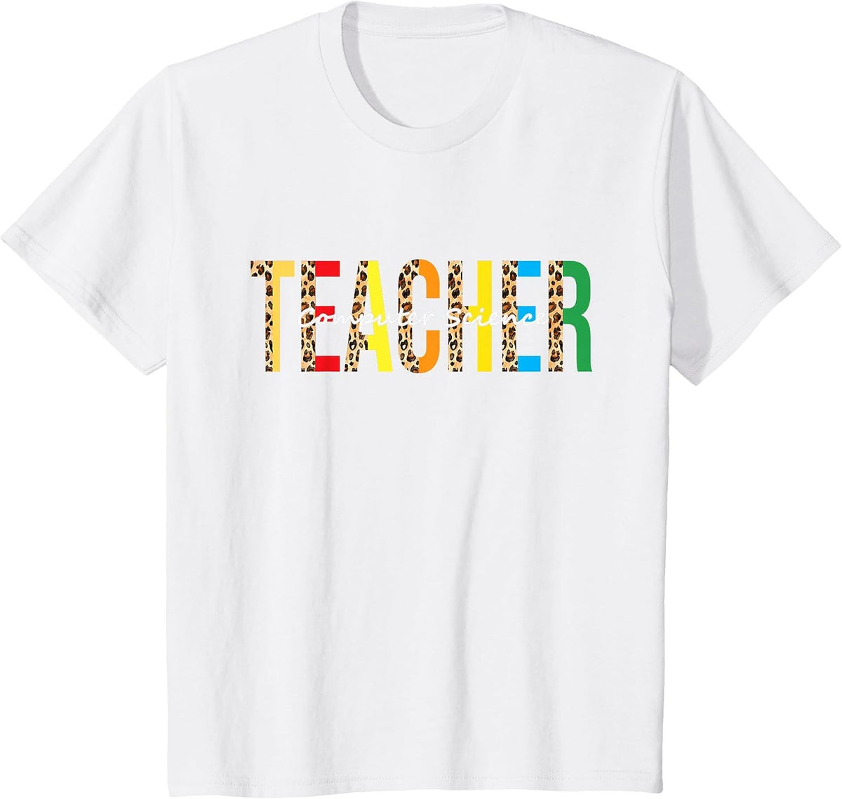Back to School Computer Science Teacher Leopard Adults T-Shirt - White