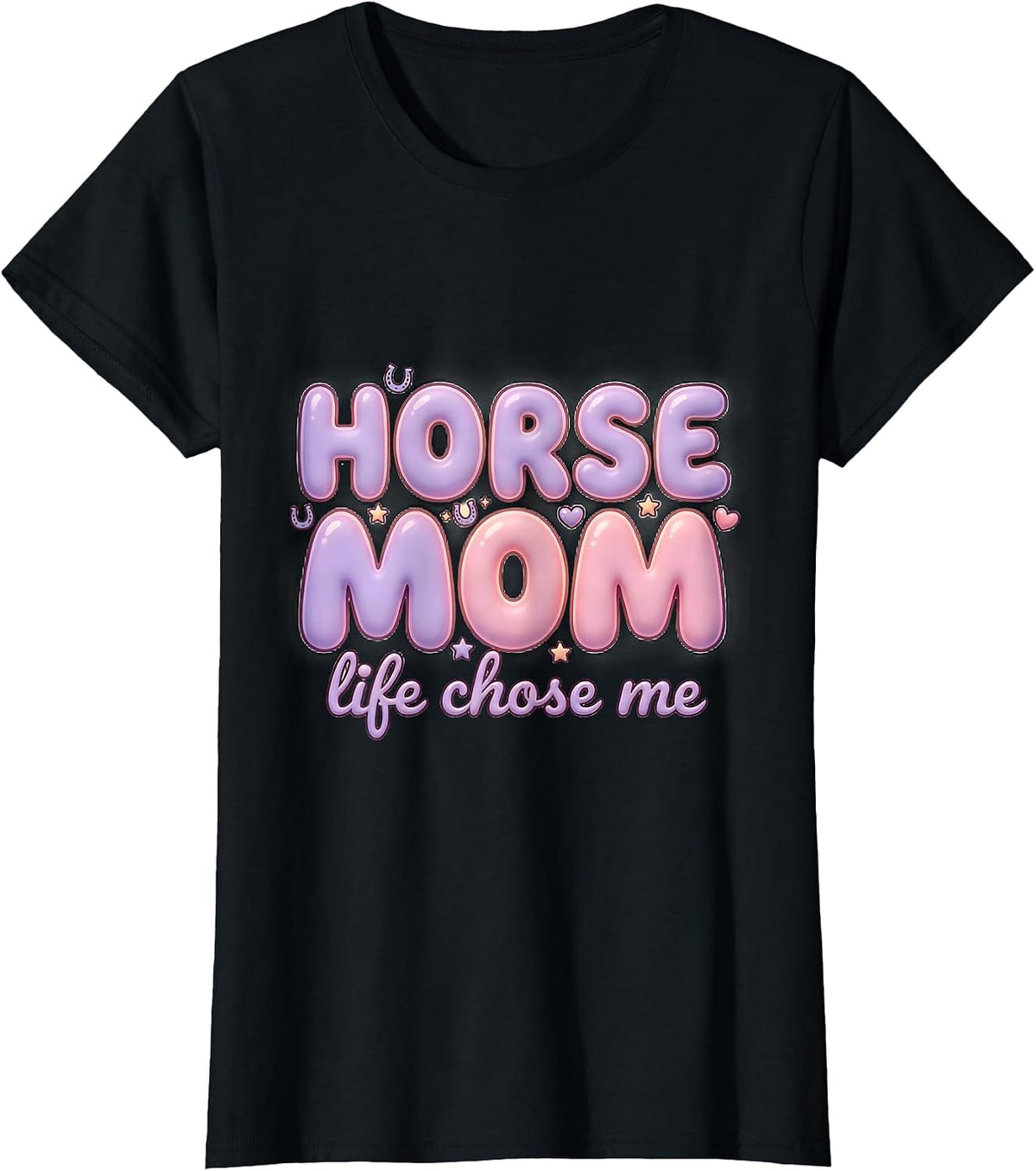 Women's Horse Mom Life Chose Me Equestrian Design T-Shirt - Black