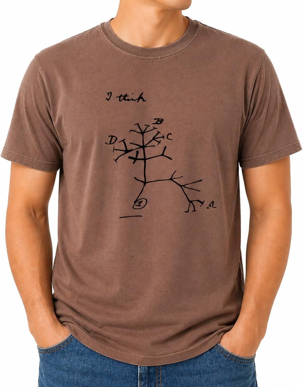 Darwin Shirt Gift for Science Lovers Funny Evolution Tee Nerd Biology Humor Shirt Espresso - As Pictured