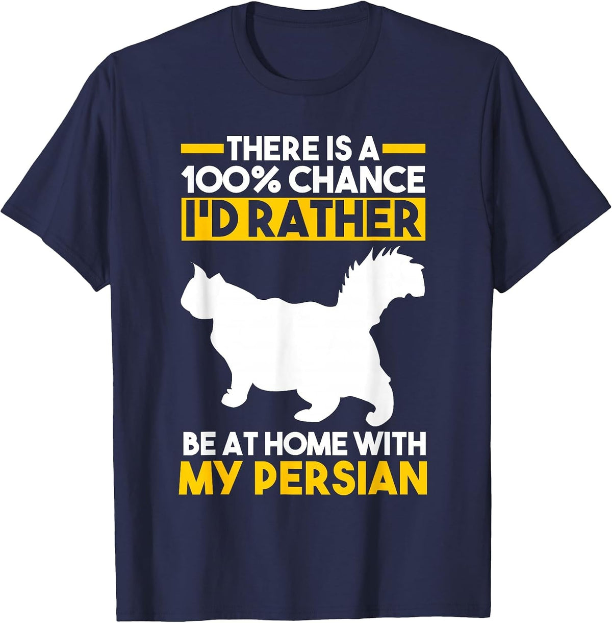 Cat Persian T-Shirt - Navy Blue