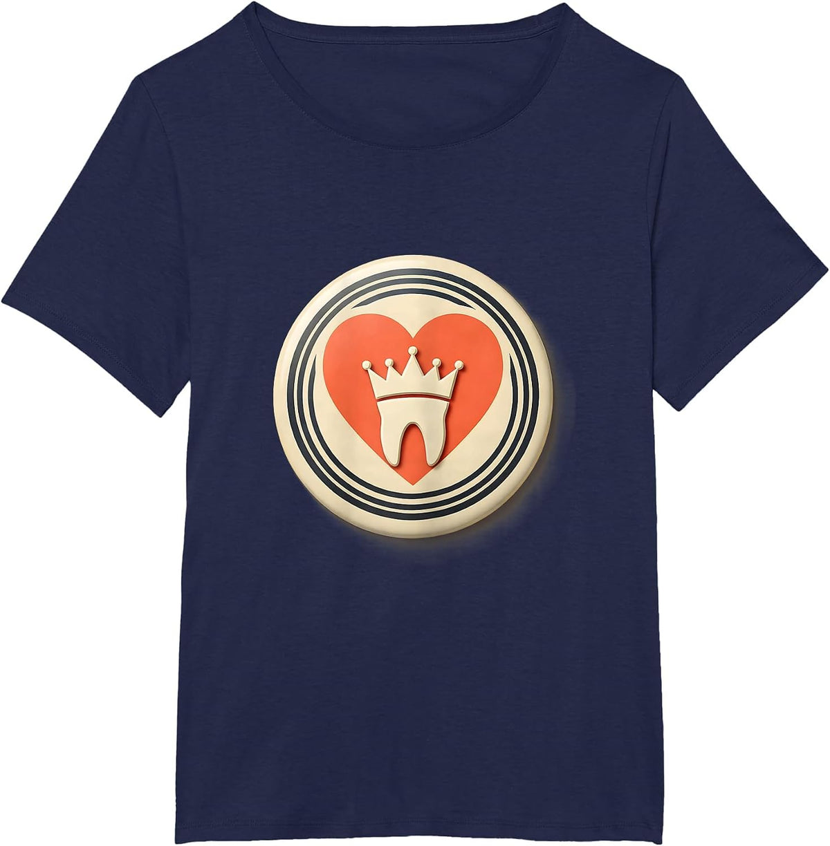 Women's Sealed Dental Tooth Badge Midcentury Modern Valentine T-Shirt - Navy Blue