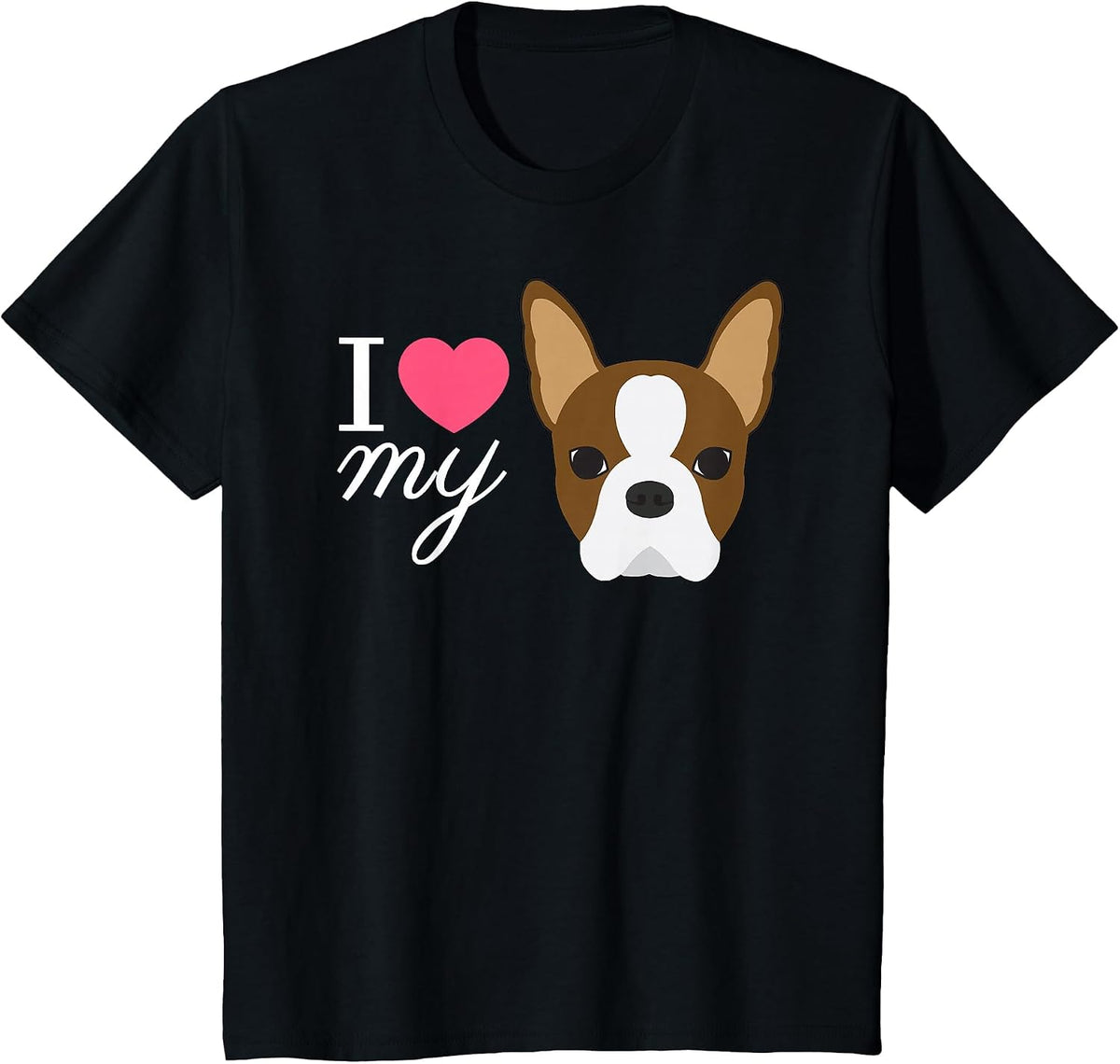 Red Boston Terrier T-Shirt - Black