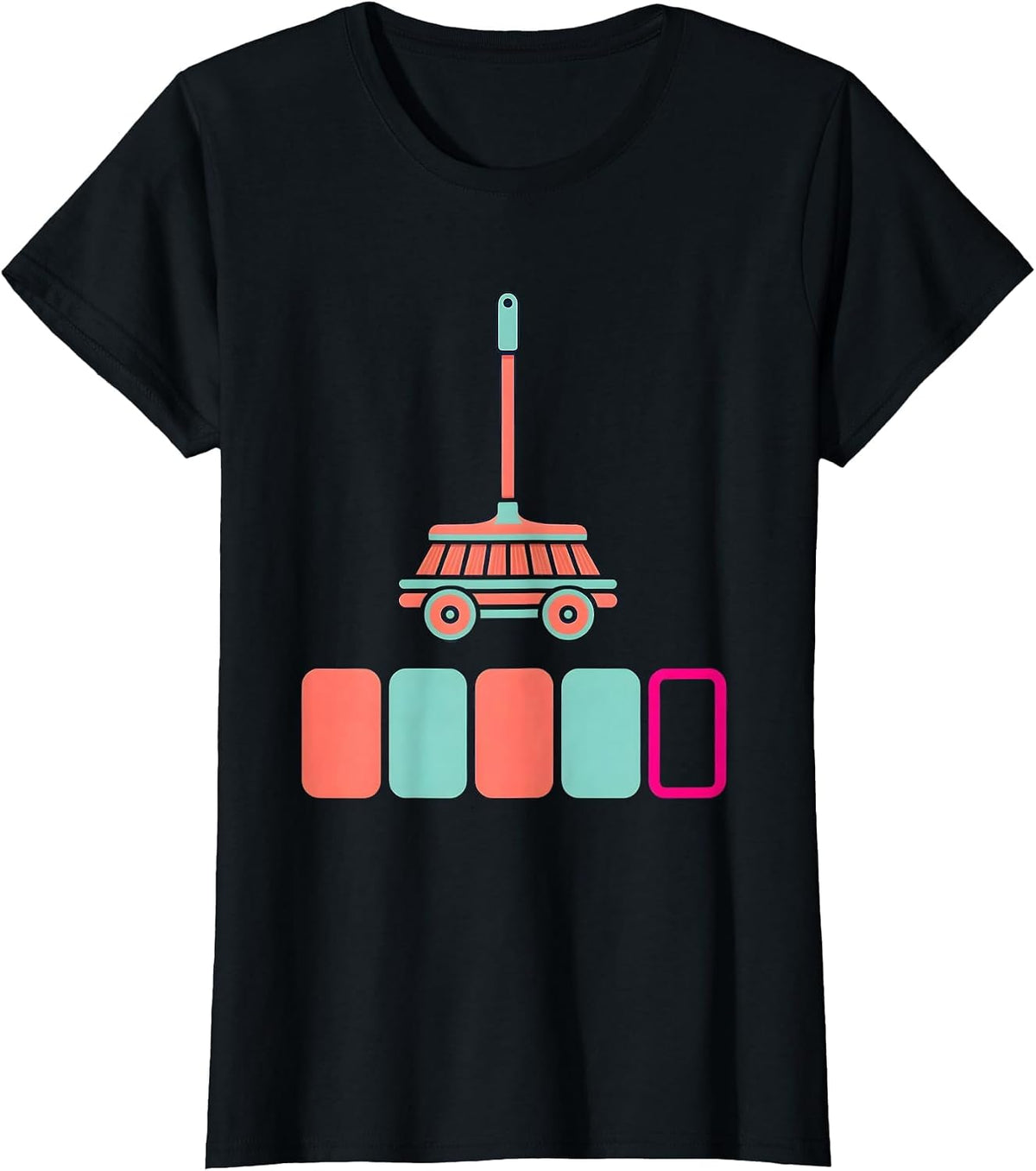 Janitor Push Broom Meter Bars Retro Custodian Appreciation T-Shirt - Black