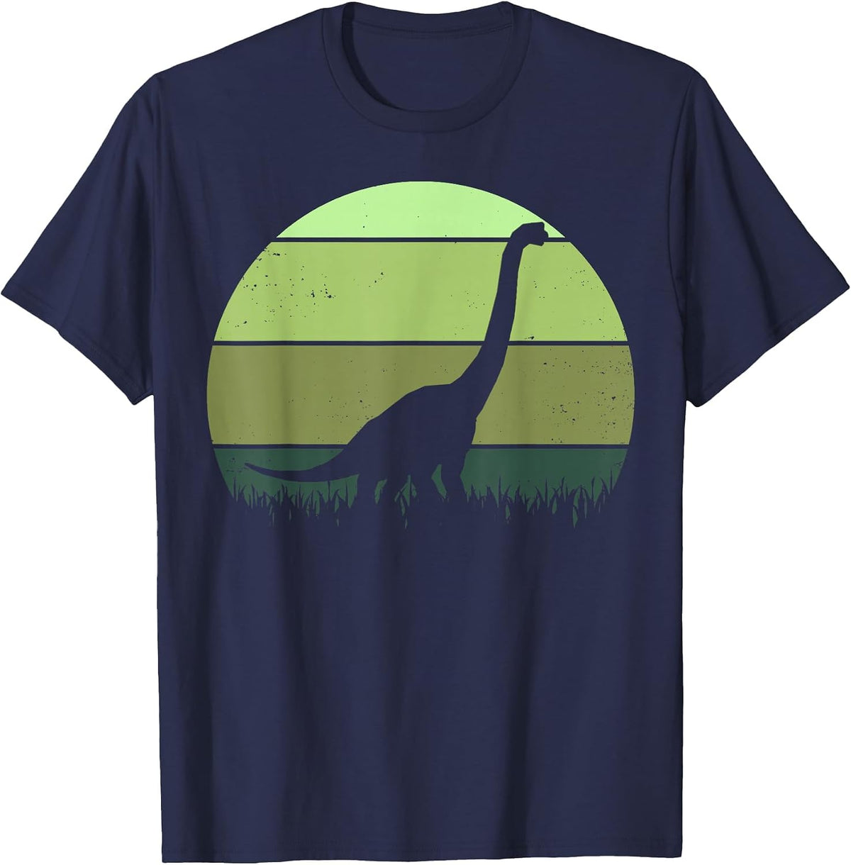 Vintage Brachiosaurus Retro Sauropod Dinosaur T-Shirt - Navy Blue