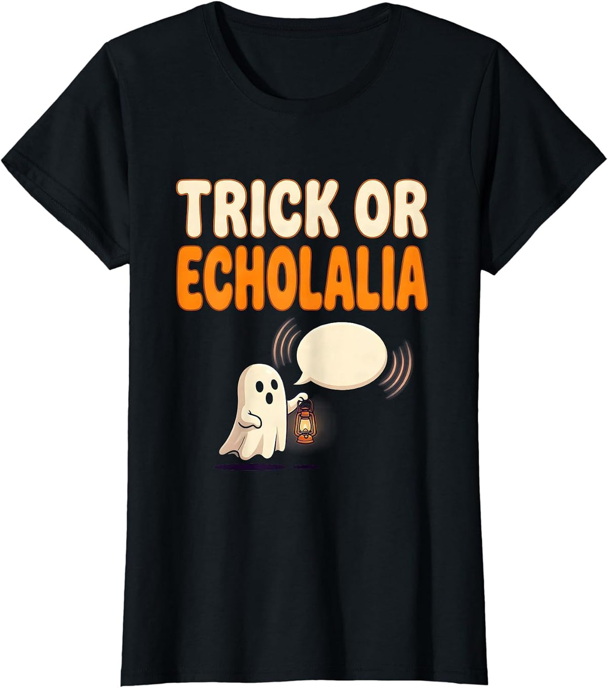 Trick Or Echolalia Whimsical Speech Therapy SLP Teacher T-Shirt - Black