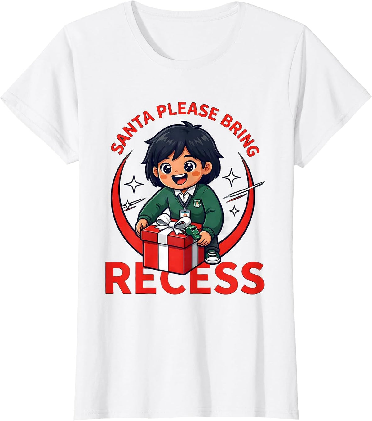 SANTA PLEASE BRING RECESS Funny Teacher Christmas T-Shirt - White
