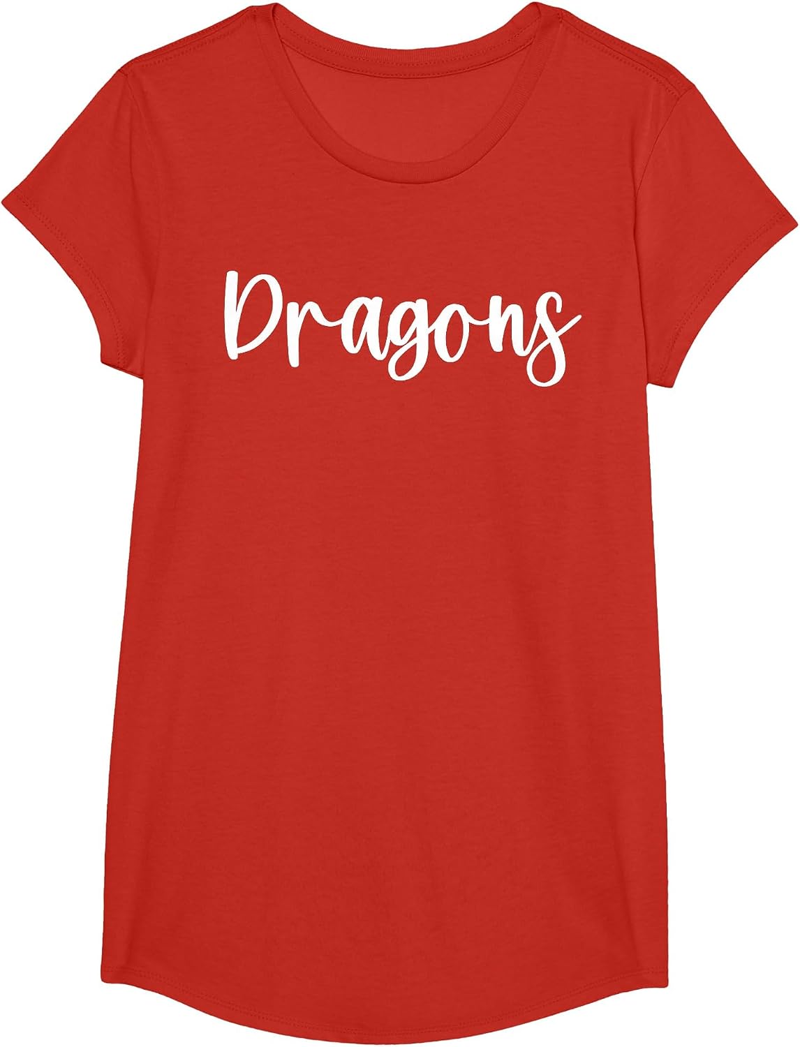 Dragons School Spirit Team Mascot Game Night T-Shirt - Girls Red