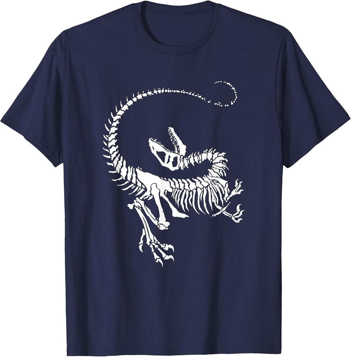 Velociraptor Dinosaur Fossil Skeleton Paleontology T-Shirt - Navy Blue