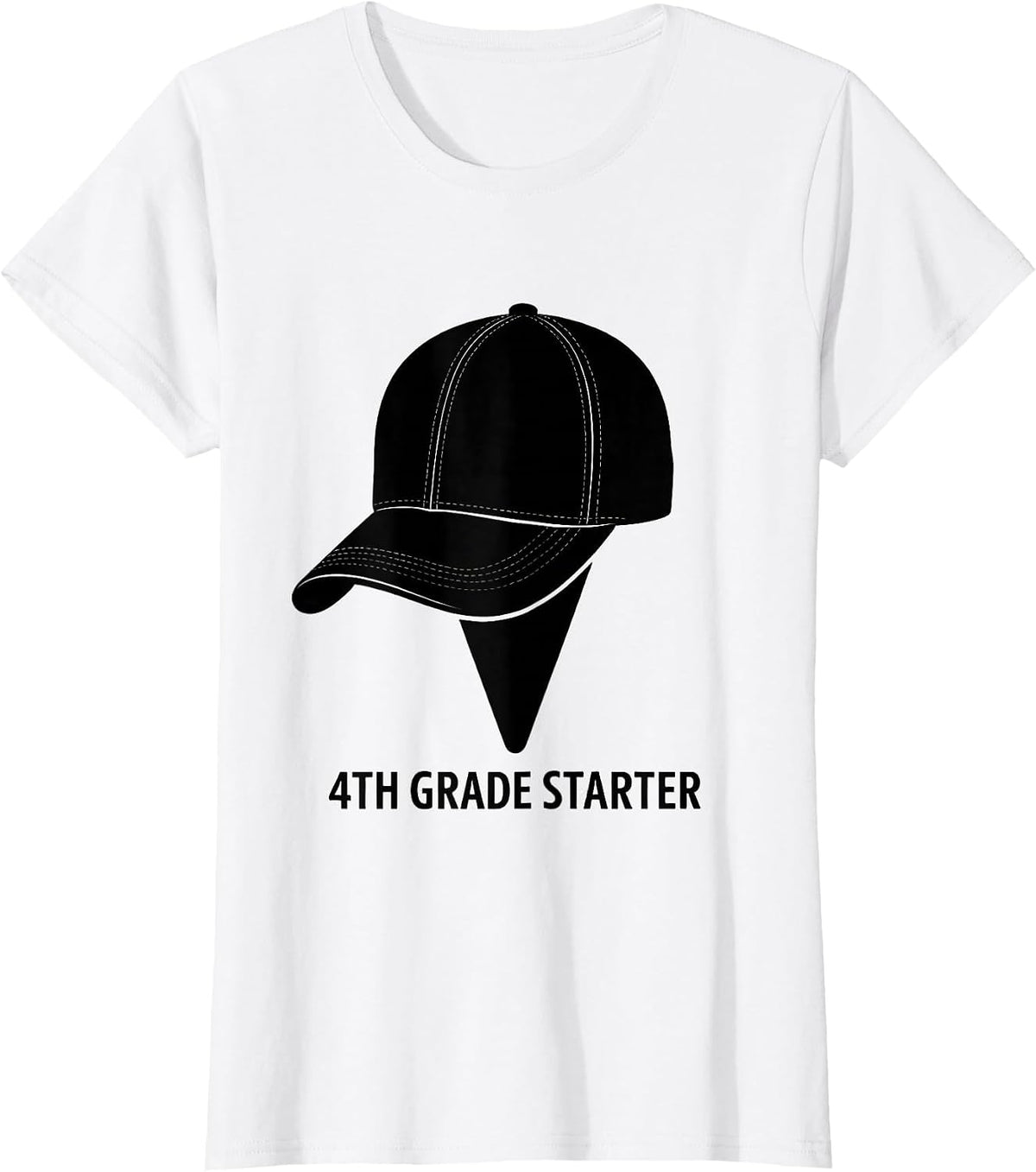 Women's 4th Grade Starter Back To School Baseball Ice Cream Game T-Shirt - White