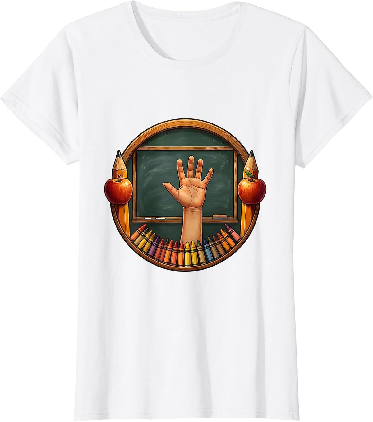 First Grade Teacher Classroom Hand Raise Graphic T-Shirt - White