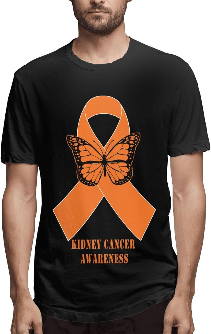 Men's T-Shirt, Soft Fitted Modern Crewneck Tee, Short Sleeve Cotton T Shirt for Men - Kidney Cancer Awareness