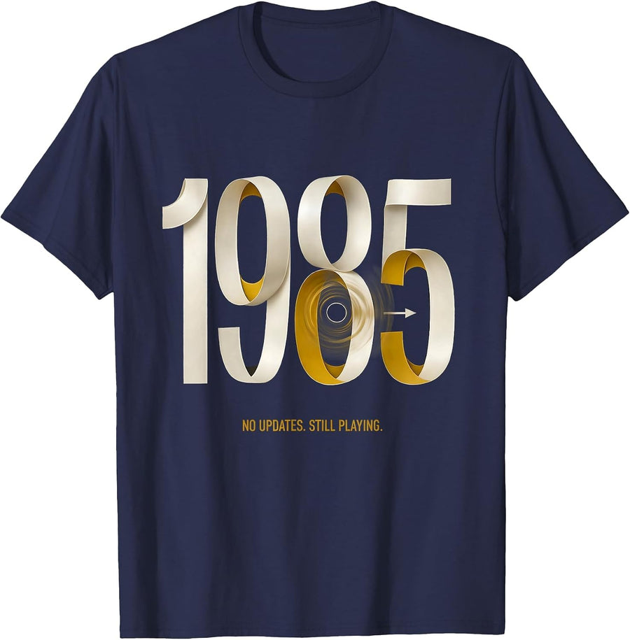 1985 No Updates Still Playing Vintage Birthday Gift T-Shirt - Navy Blue