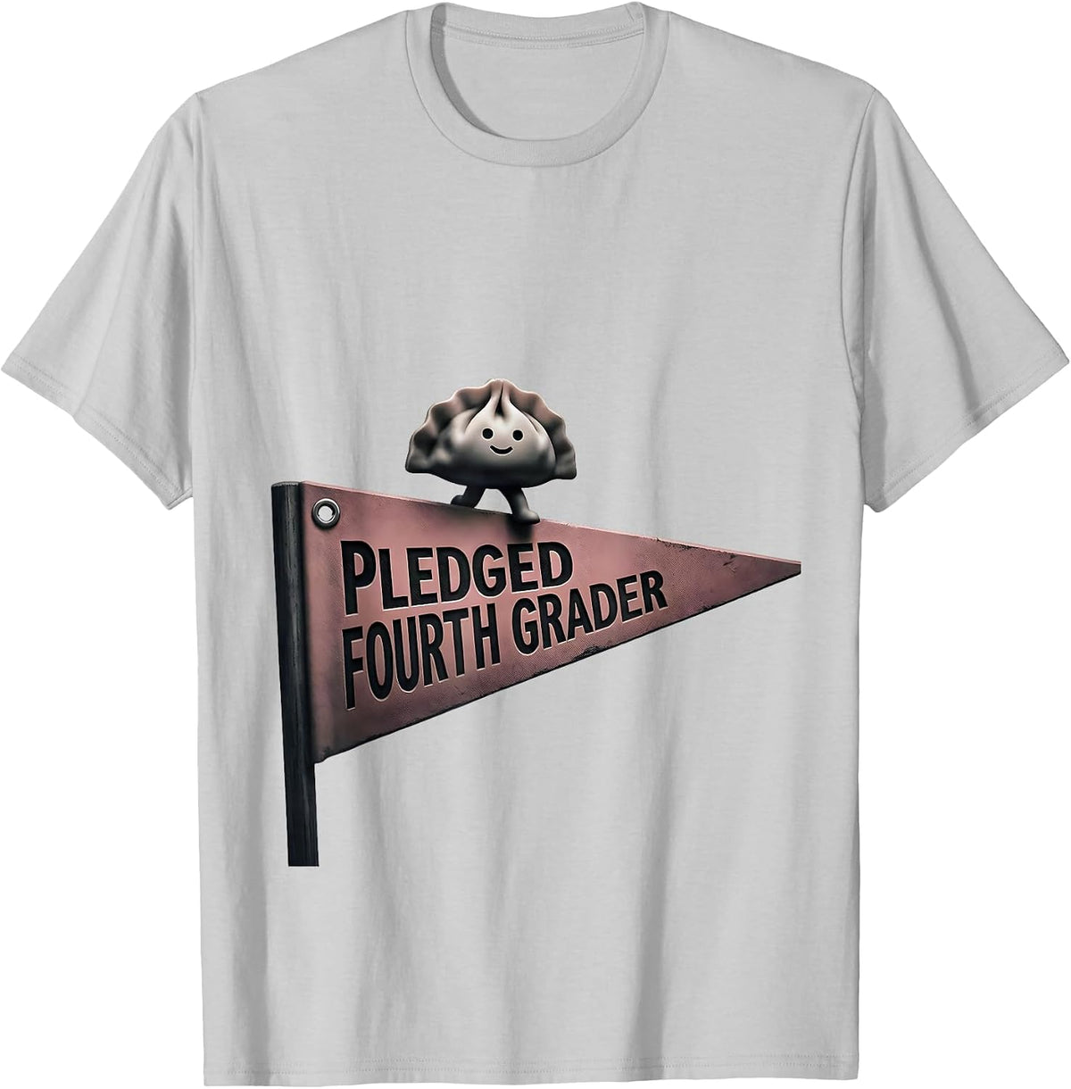Men's Pledged Fourth Grader Kawaii Dumpling Girl Back to School T-Shirt - Silver Grey