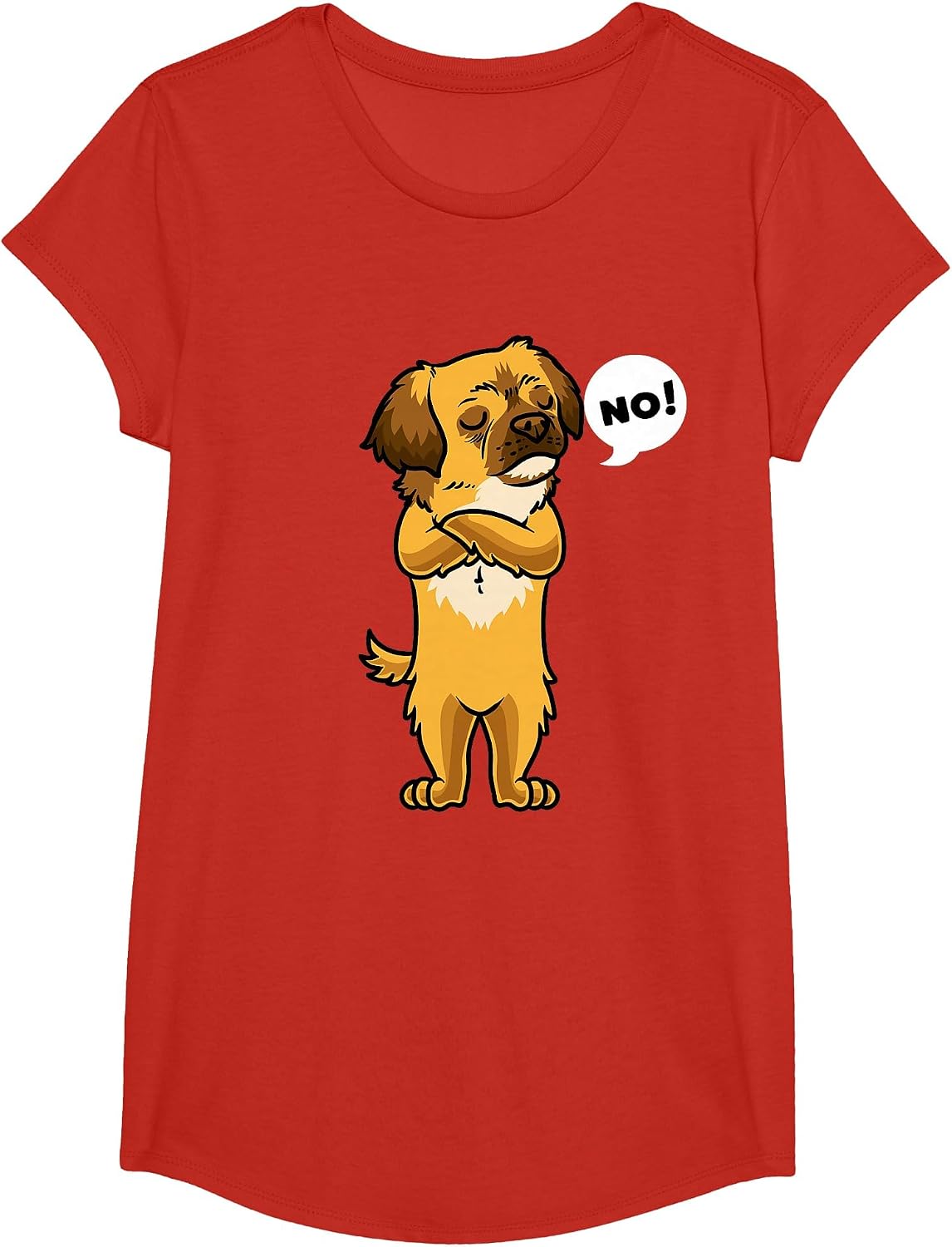 Stubborn Tibetan Spaniel Dog T-Shirt - Girls Red